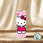 🎀 Pink Kitty Inspired Skinny Tumbler | 20 oz Stainless Steel Cute Drink Cup