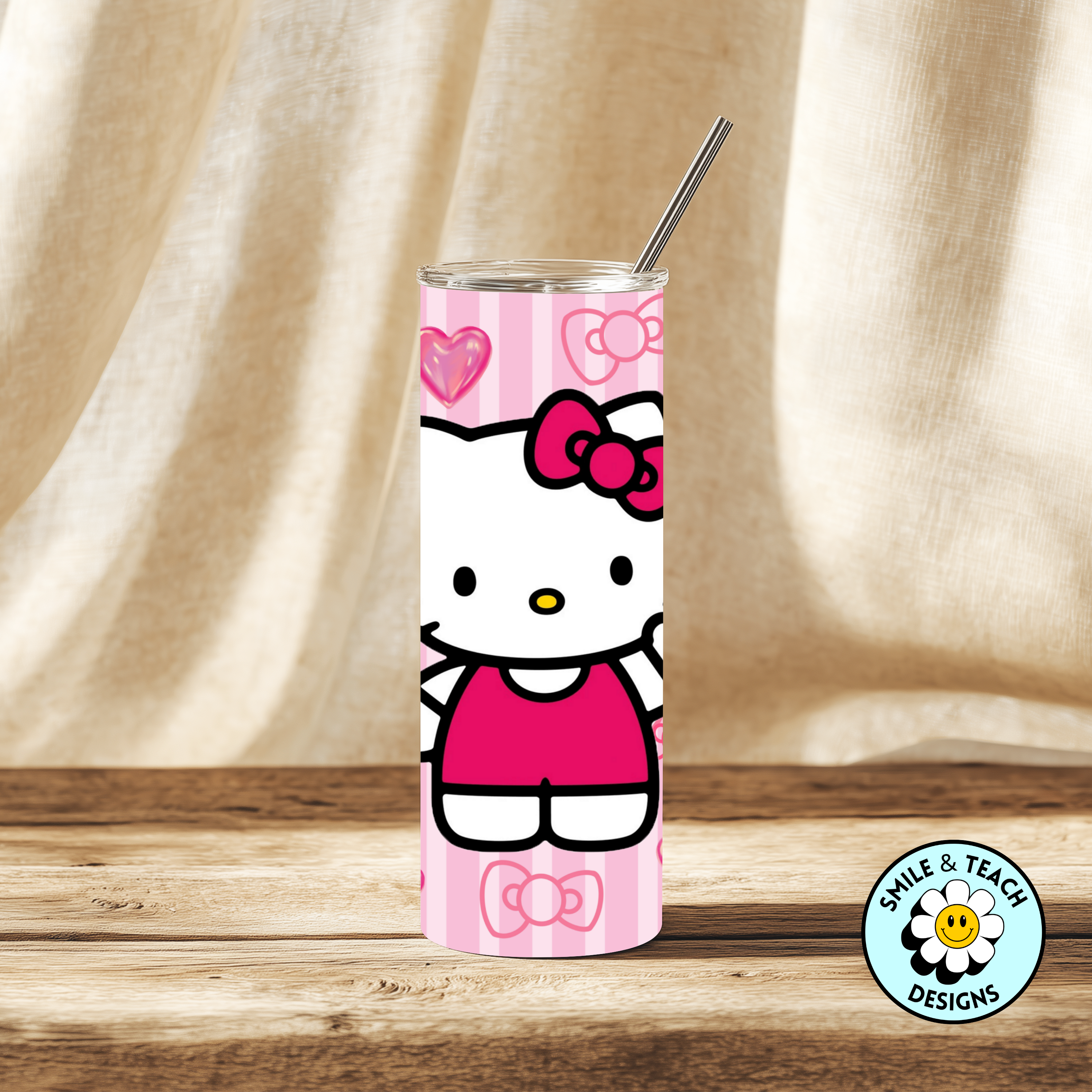 🎀 Pink Kitty Inspired Skinny Tumbler | 20 oz Stainless Steel Cute Drink Cup