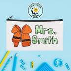 Personalized Teacher Pencil & Bow Zipper Pouch – Cute & Practical Gift