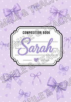 Purple Bow 2 Personalized Composition Notebook