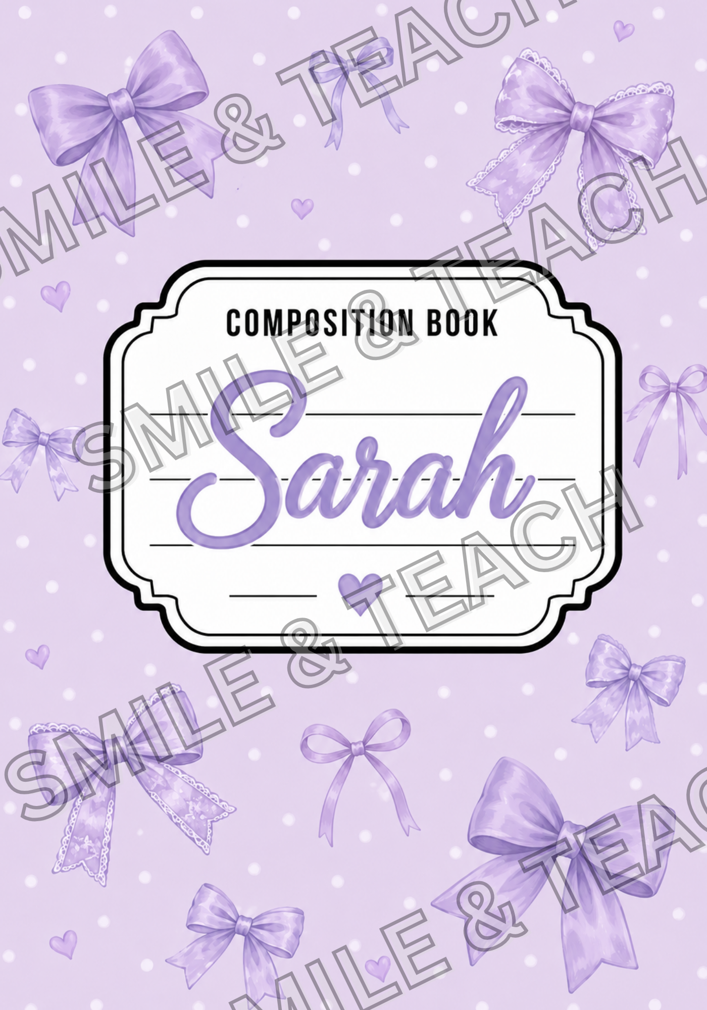Purple Bow 2 Personalized Composition Notebook