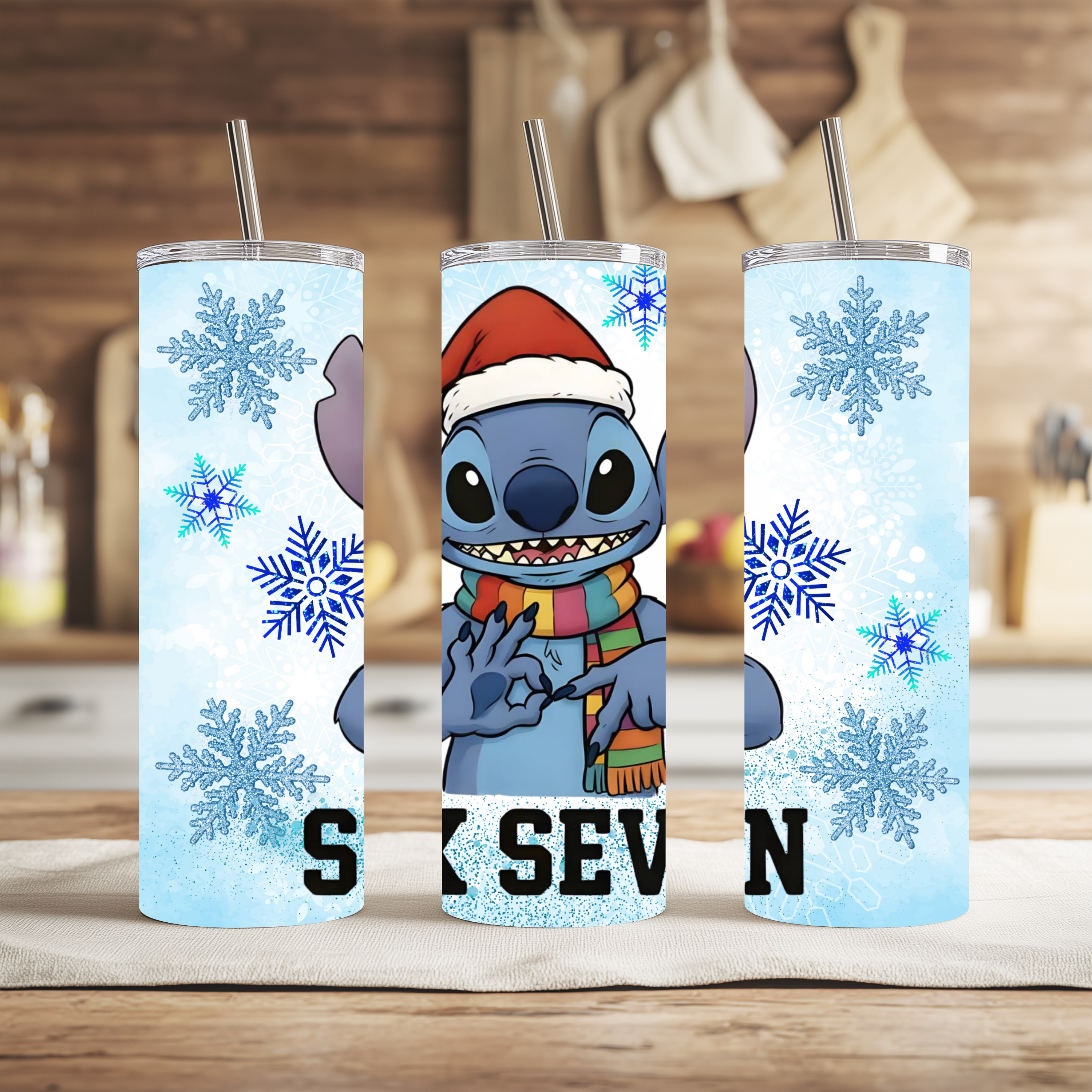 ❄️🎅 Blue Holiday Alien-Inspired Skinny Tumbler – 20 oz