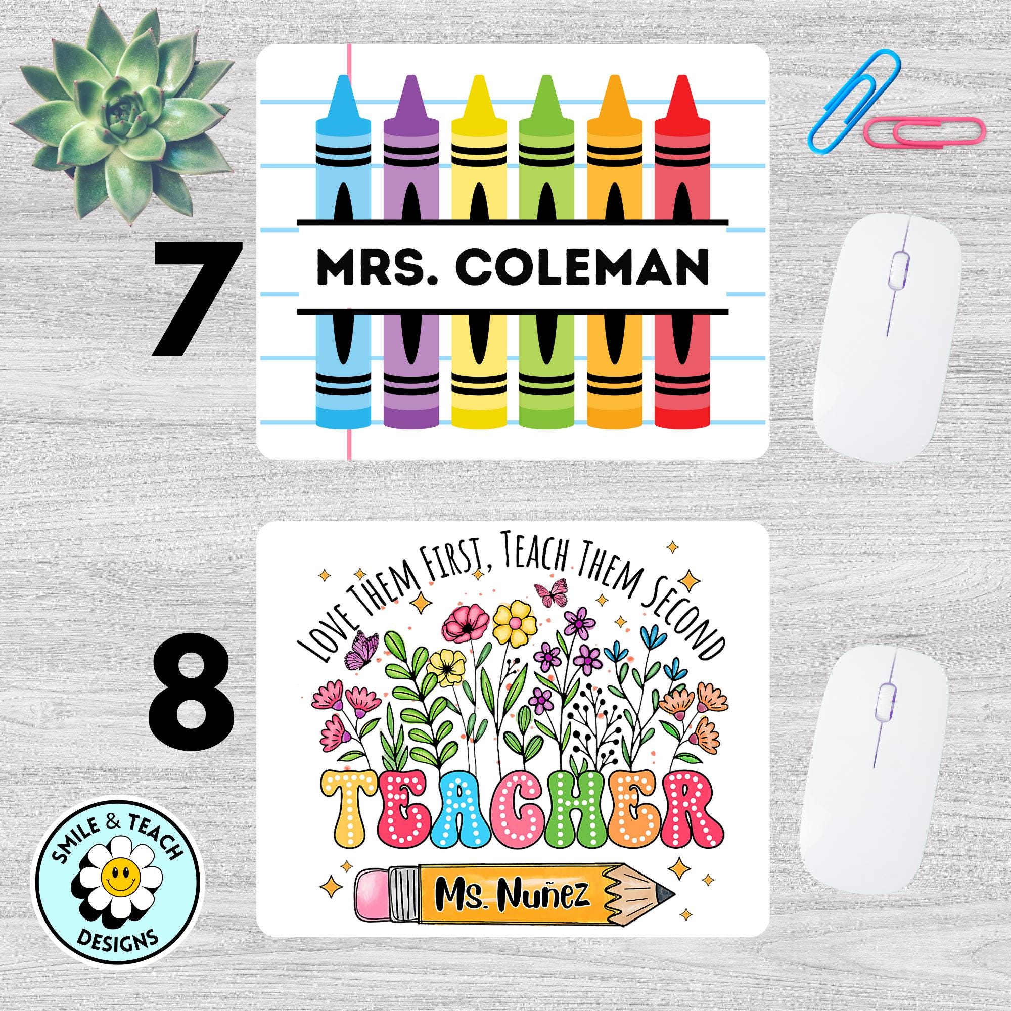 Personalized Teacher Mouse Pads – Custom Name & Cute Design