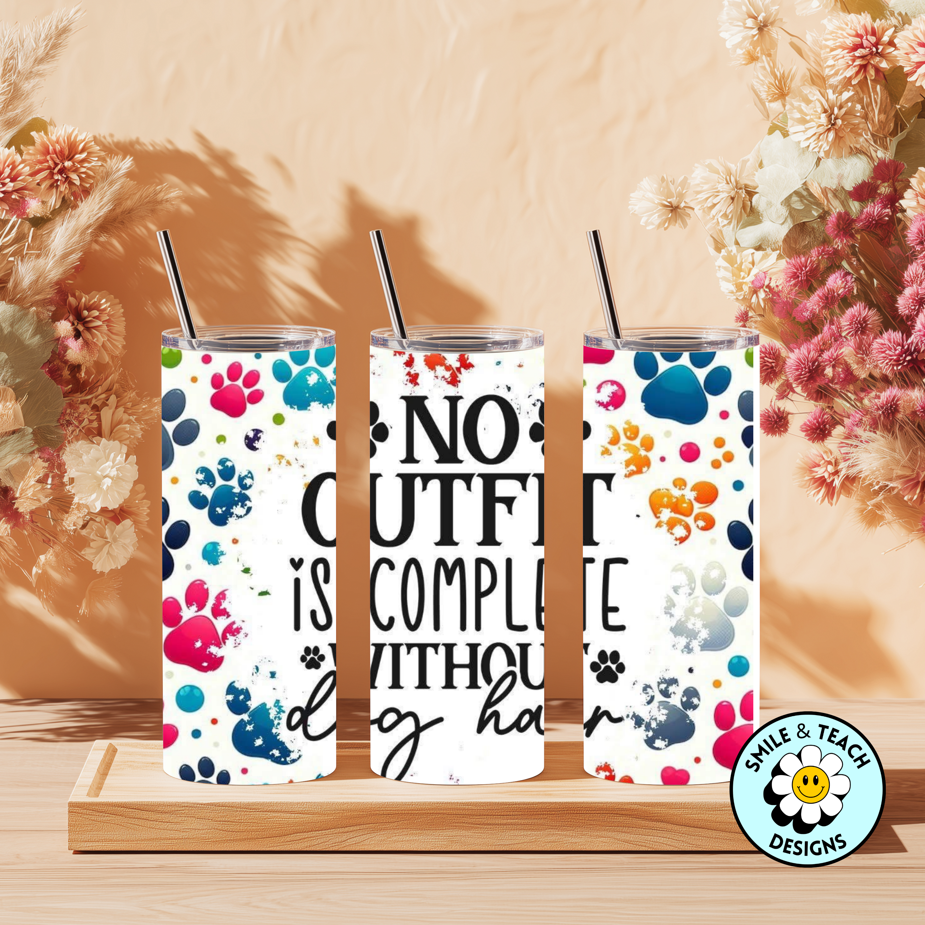 🐾 Dog Lover Skinny Tumbler | 20 oz Stainless Steel “No Outfit Is Complete Without Dog Hair” Cup