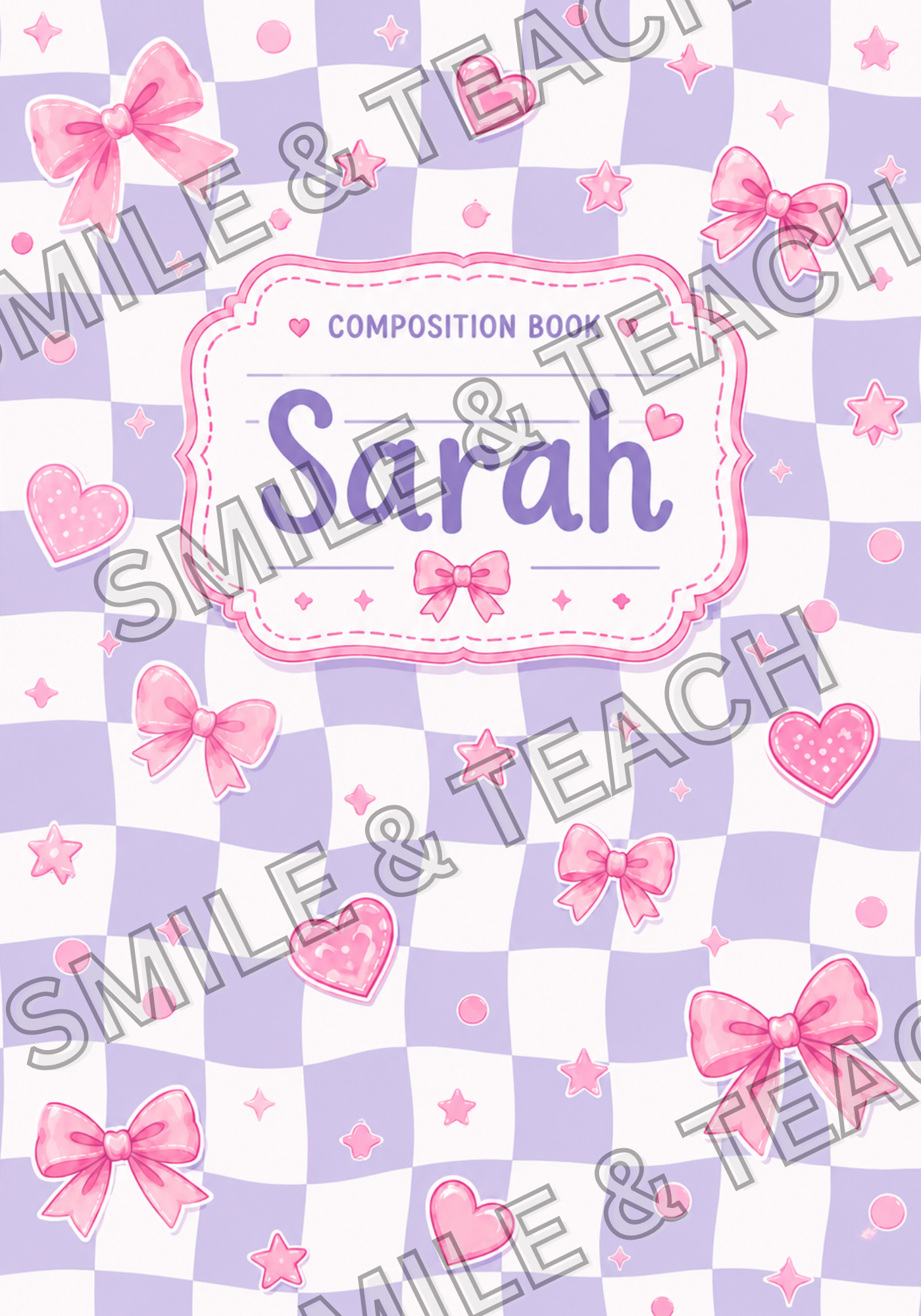 Pink & Purple Bow Personalized Composition Notebook