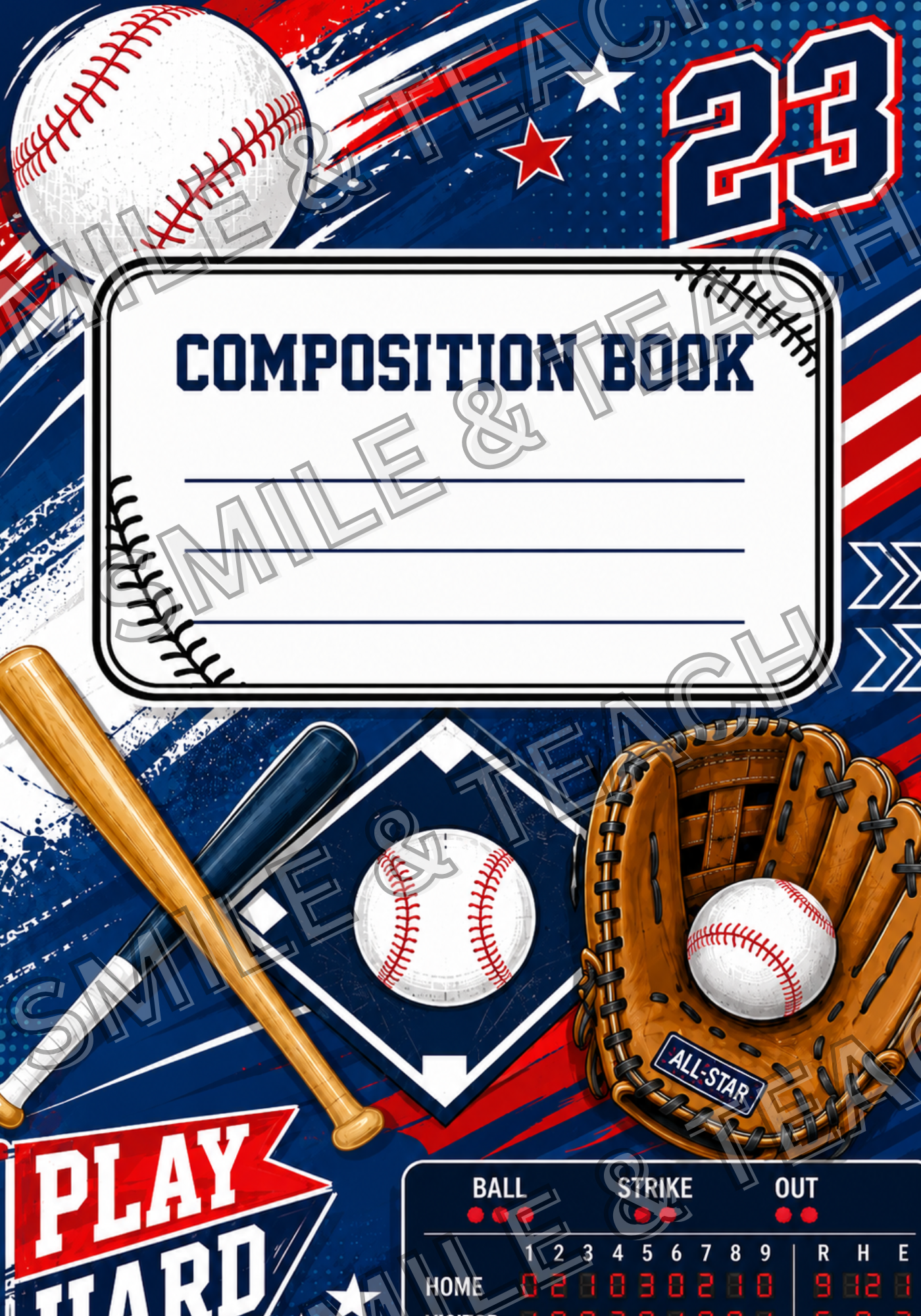 Baseball Personalized Composition Notebook