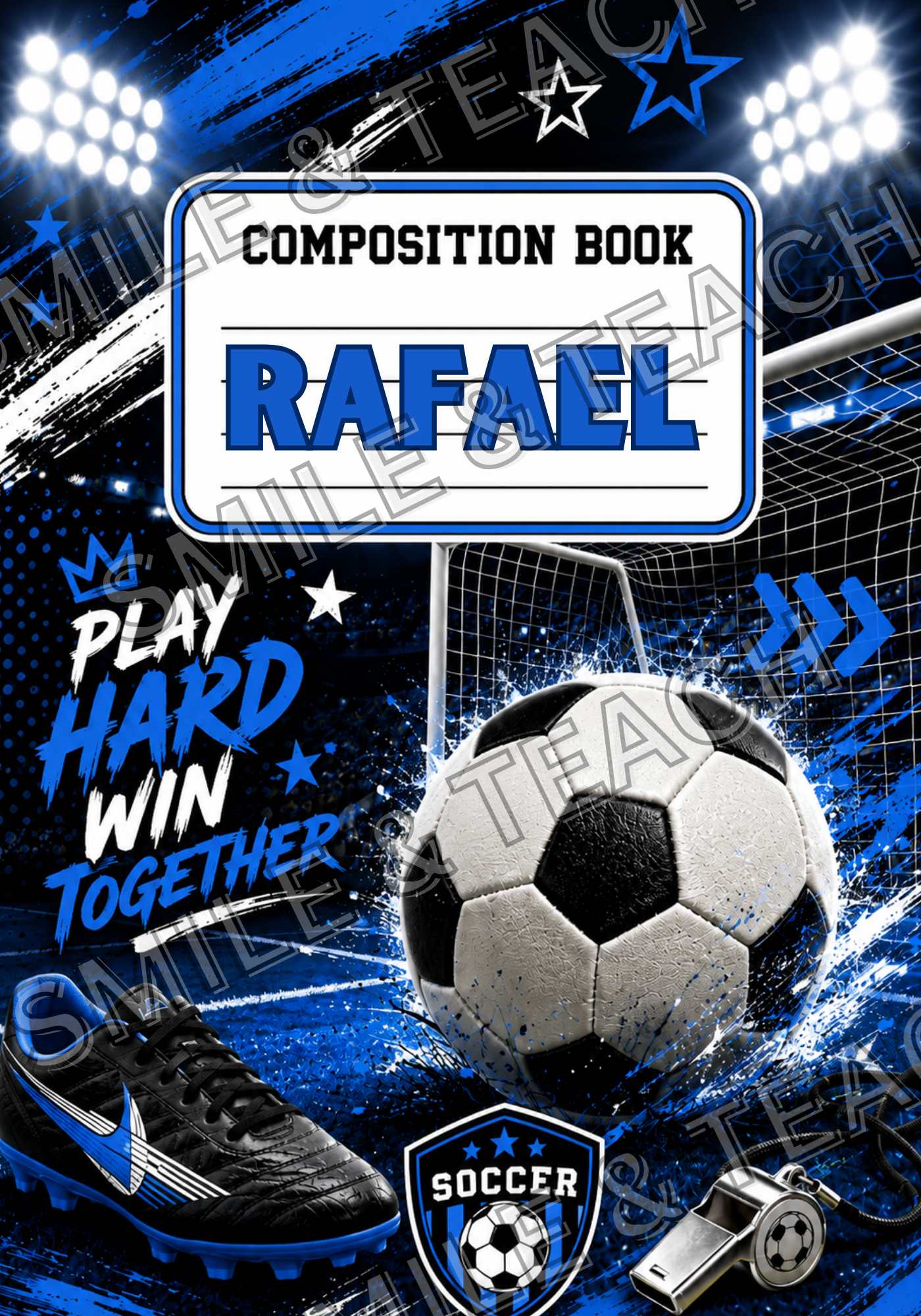 Blue Soccer Personalized Composition Notebook