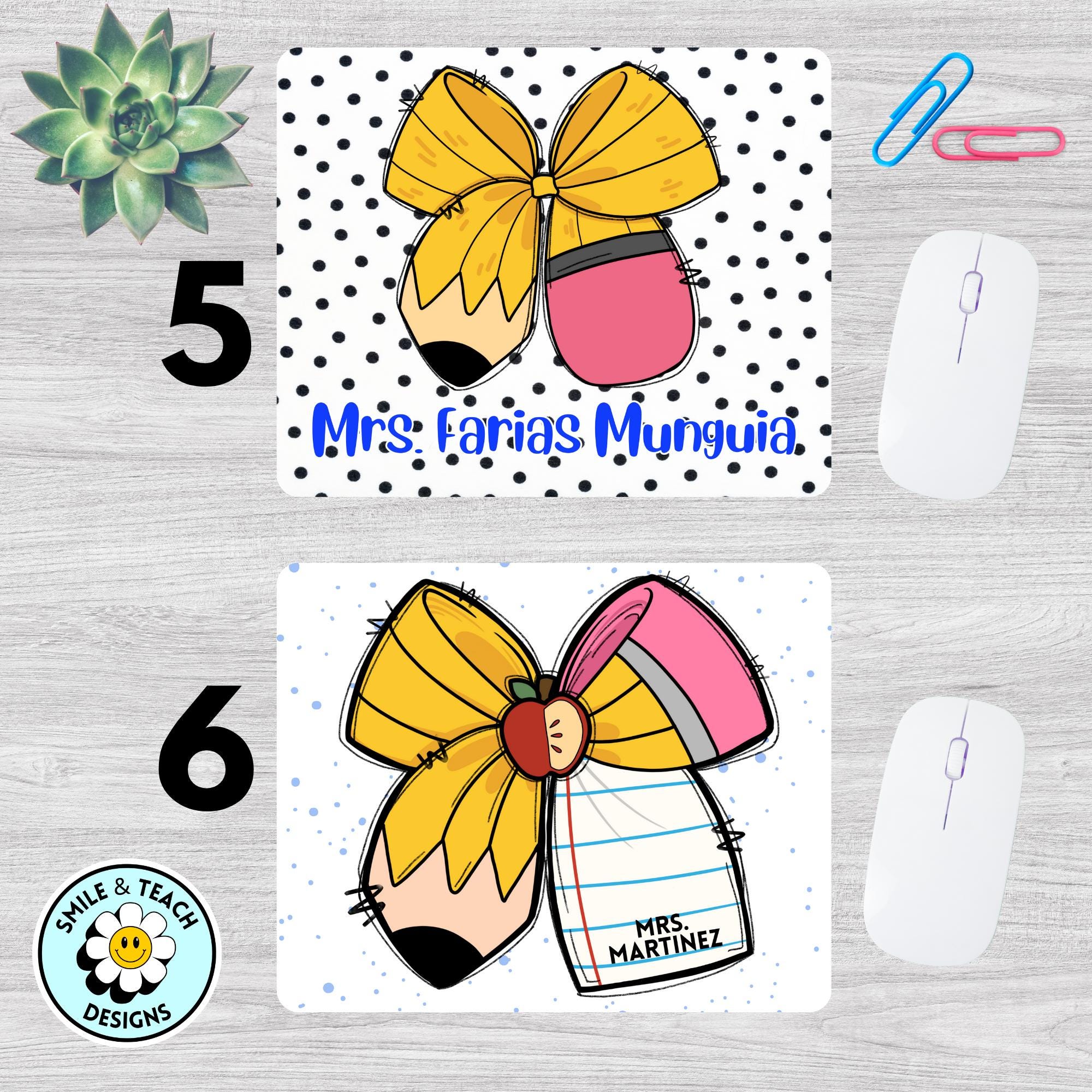 Personalized Teacher Mouse Pads – Custom Name & Cute Design