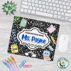 Black Composition Notebook Teacher Mouse Pad – Personalized Name Gift