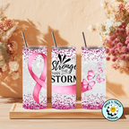 Breast Cancer Awareness Tumbler – Stronger Than the Storm