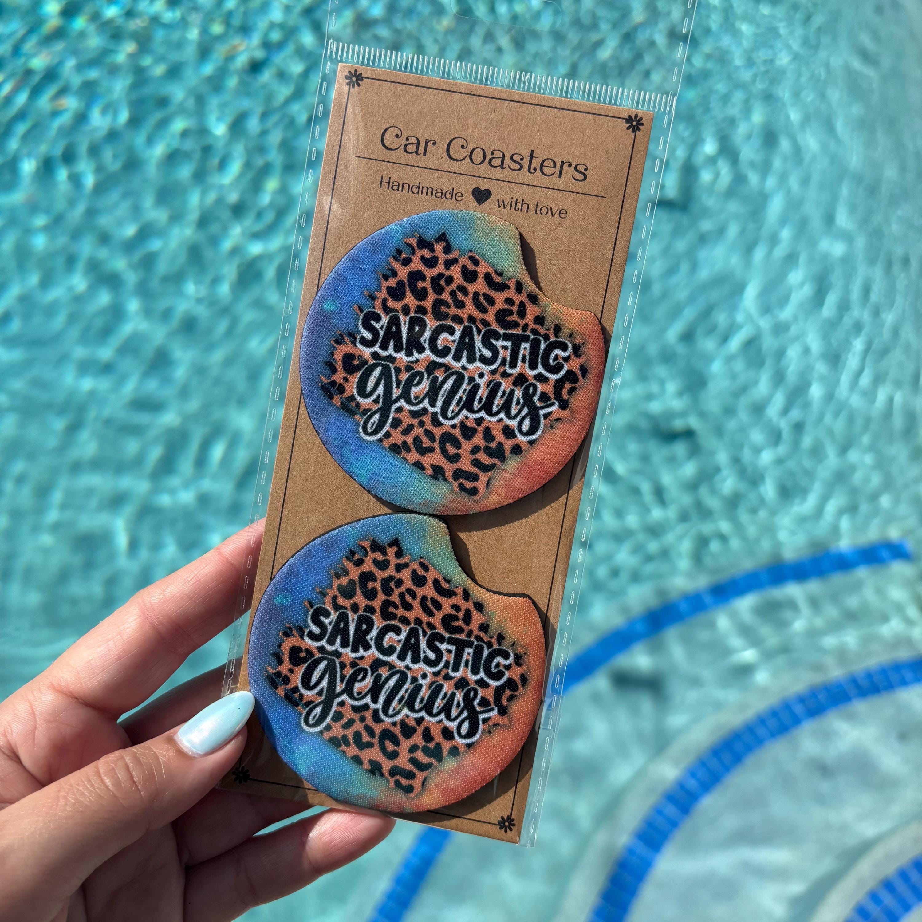 Sarcastic Genius Leopard Car Coasters – Custom Car Accessory