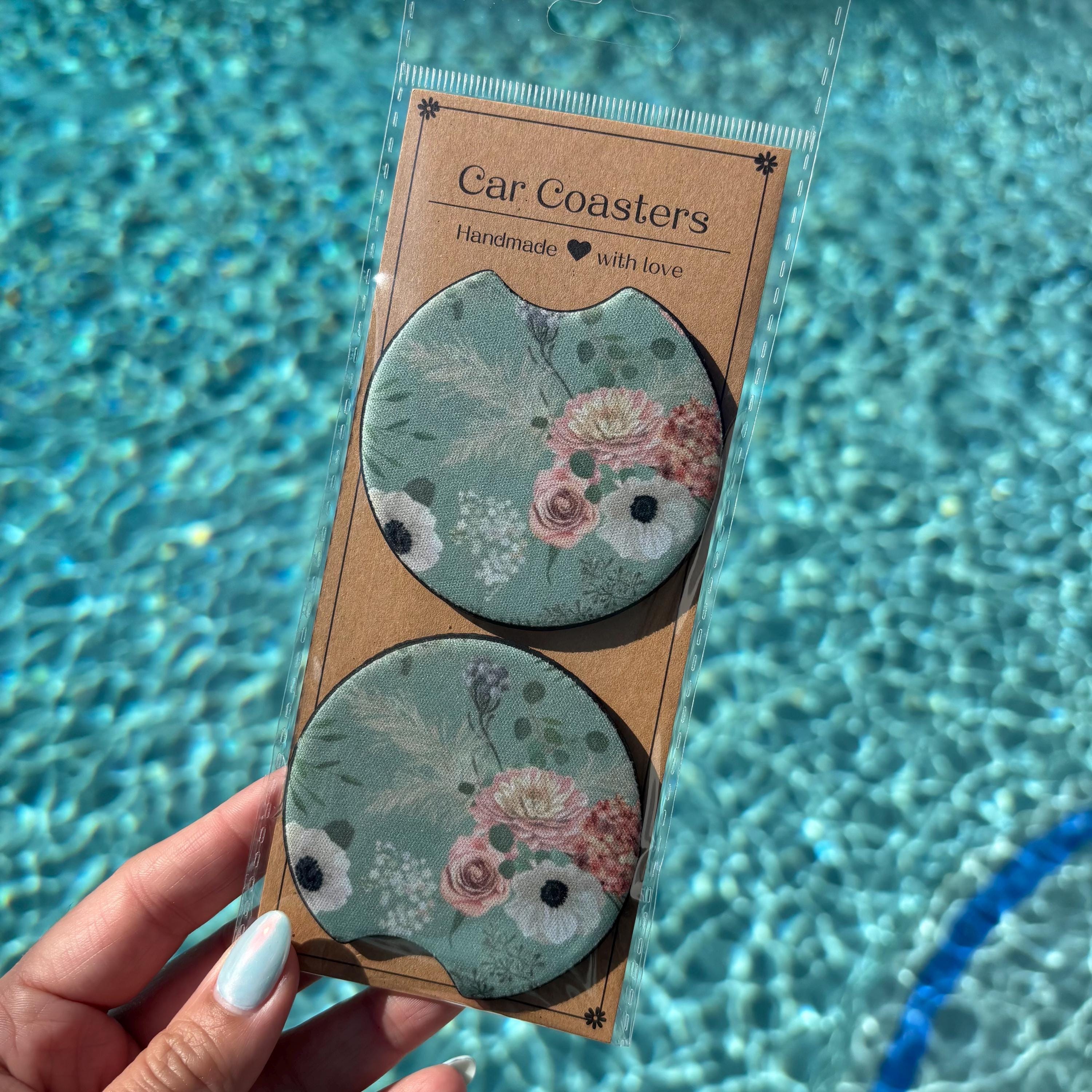 Blooming Meadow Car Coasters – Custom Car Accessory