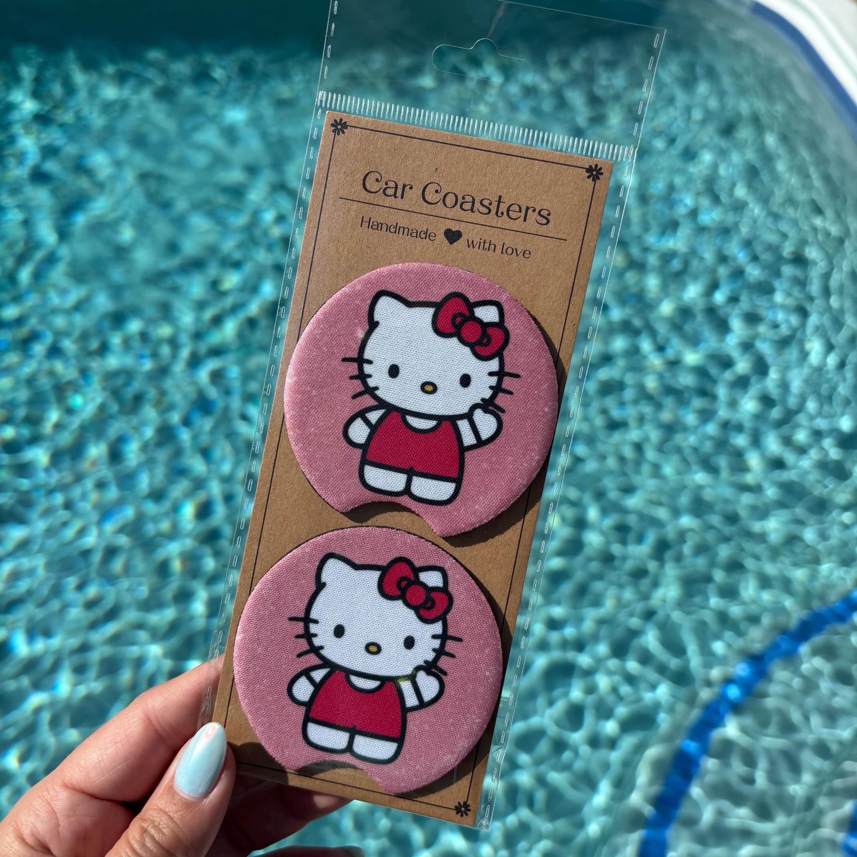 Hello Kitty Car Coasters – Cute & Absorbent Cup Holder Inserts