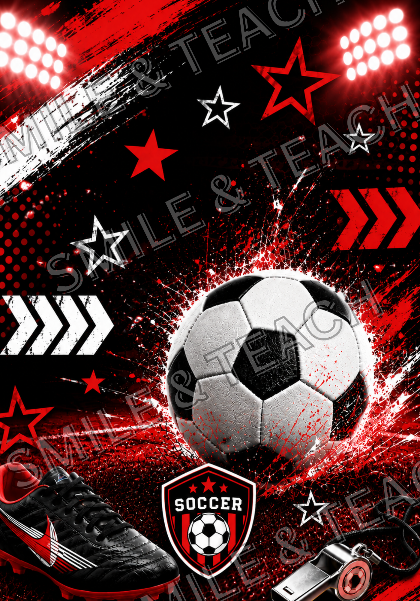 Red Soccer Personalized Composition Notebook