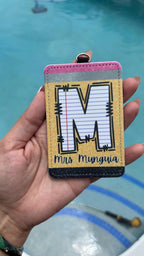 Personalized Teacher ID Badge Holder – Pencil & Notebook Design