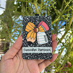 Personalized Teacher ID Badge Holder – Cute Bow & Composition Notebook Design