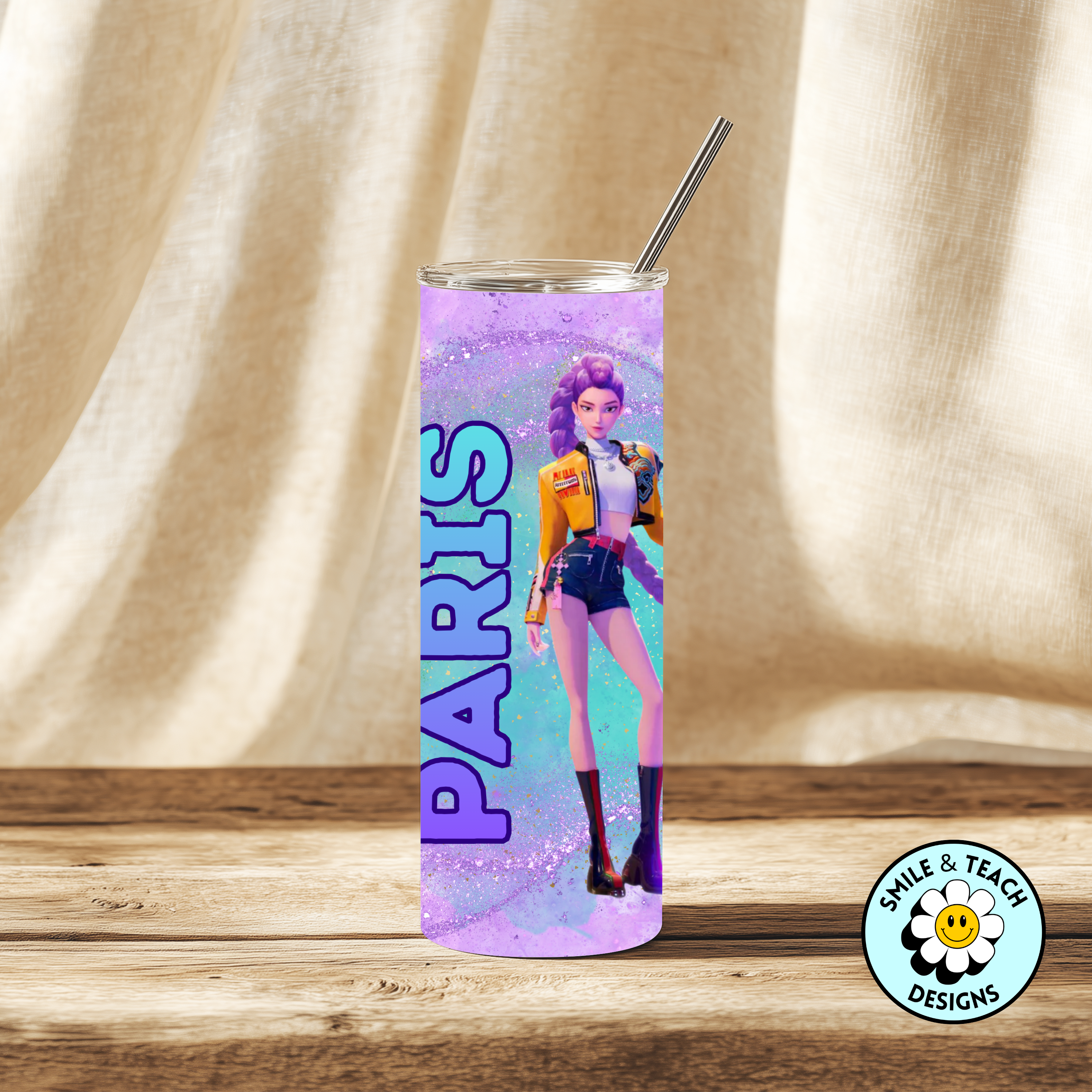 💜 Pop-Star Inspired Character Tumbler – 20 oz Skinny