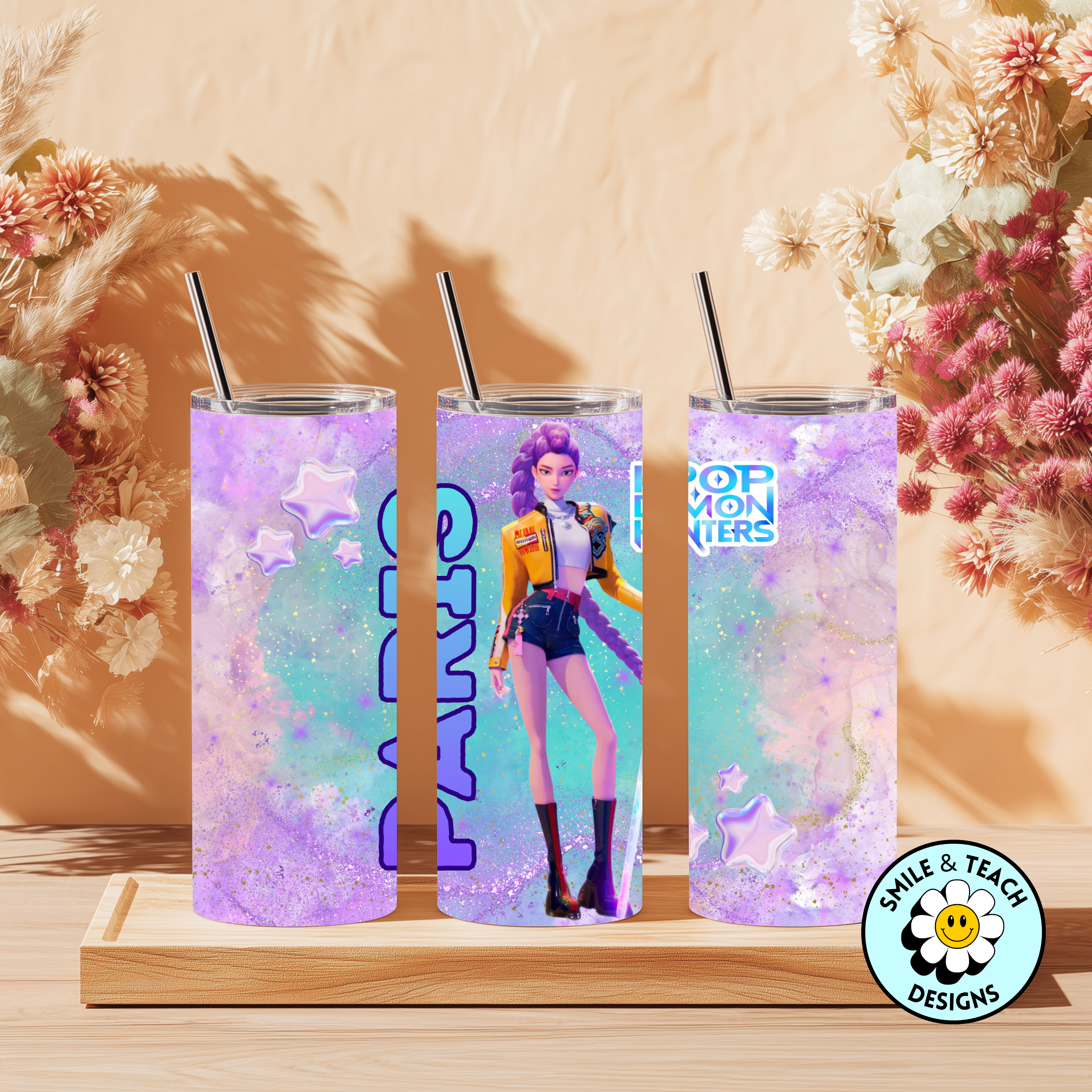 💜 Pop-Star Inspired Character Tumbler – 20 oz Skinny