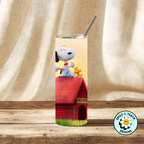 ☀️ Classic Snoopy Cartoon Dog & Bird–Inspired Tumbler – 20 oz Skinny