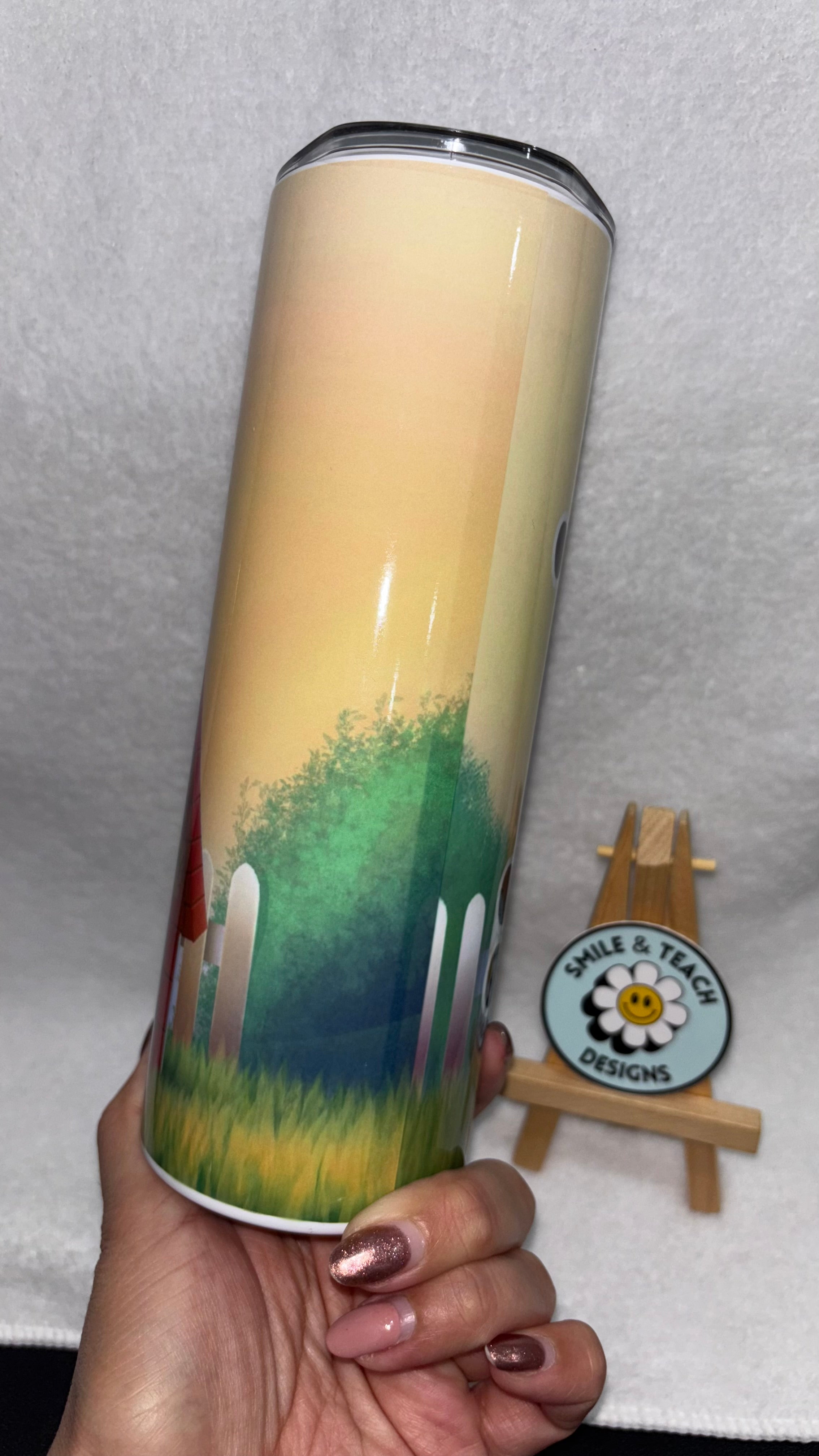 ☀️ Classic Snoopy Cartoon Dog & Bird–Inspired Tumbler – 20 oz Skinny