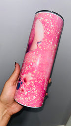Personalized Pink Alien 20 oz Skinny Insulated Tumbler