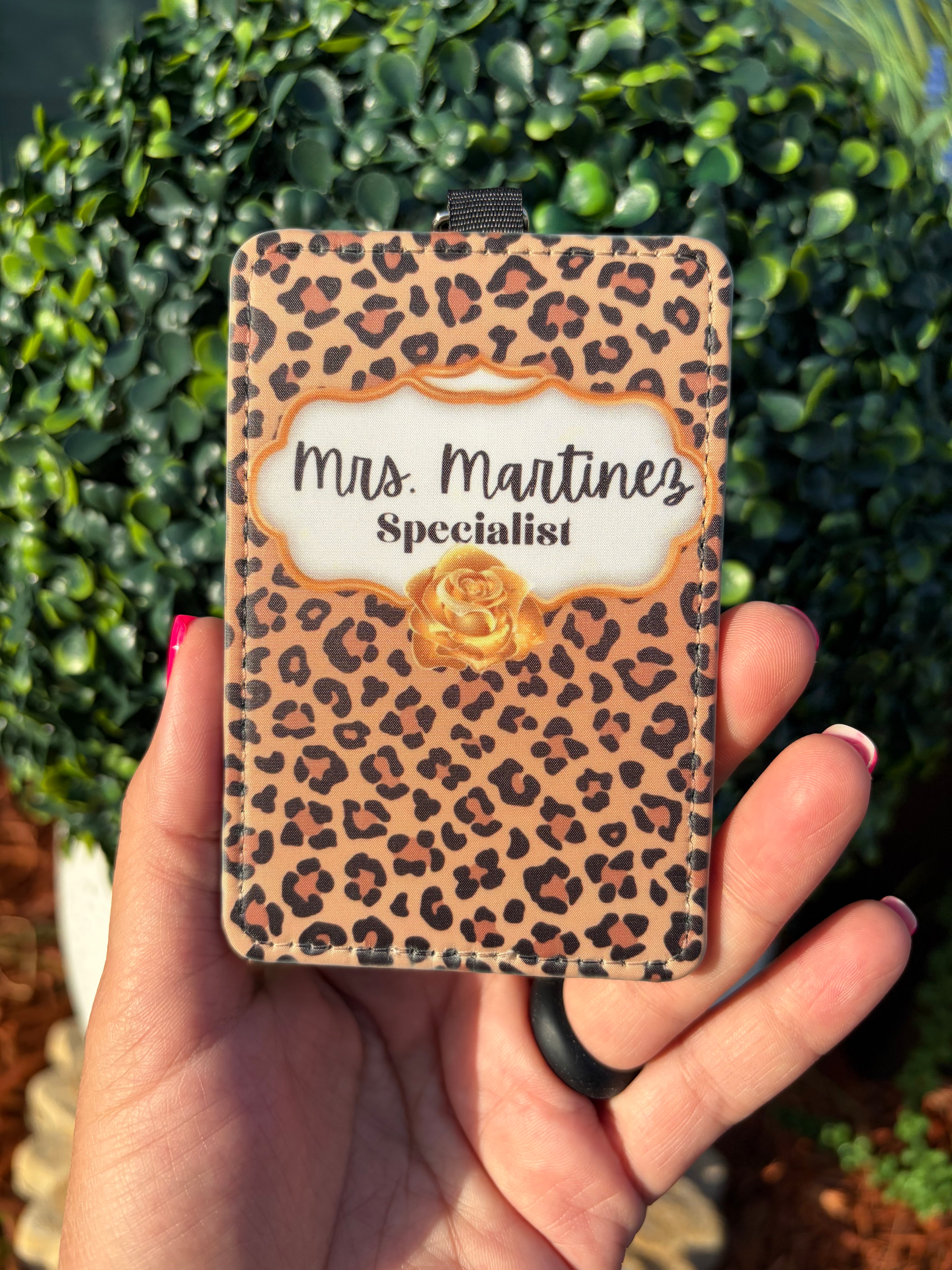 Personalized Leopard Print ID Badge Holder