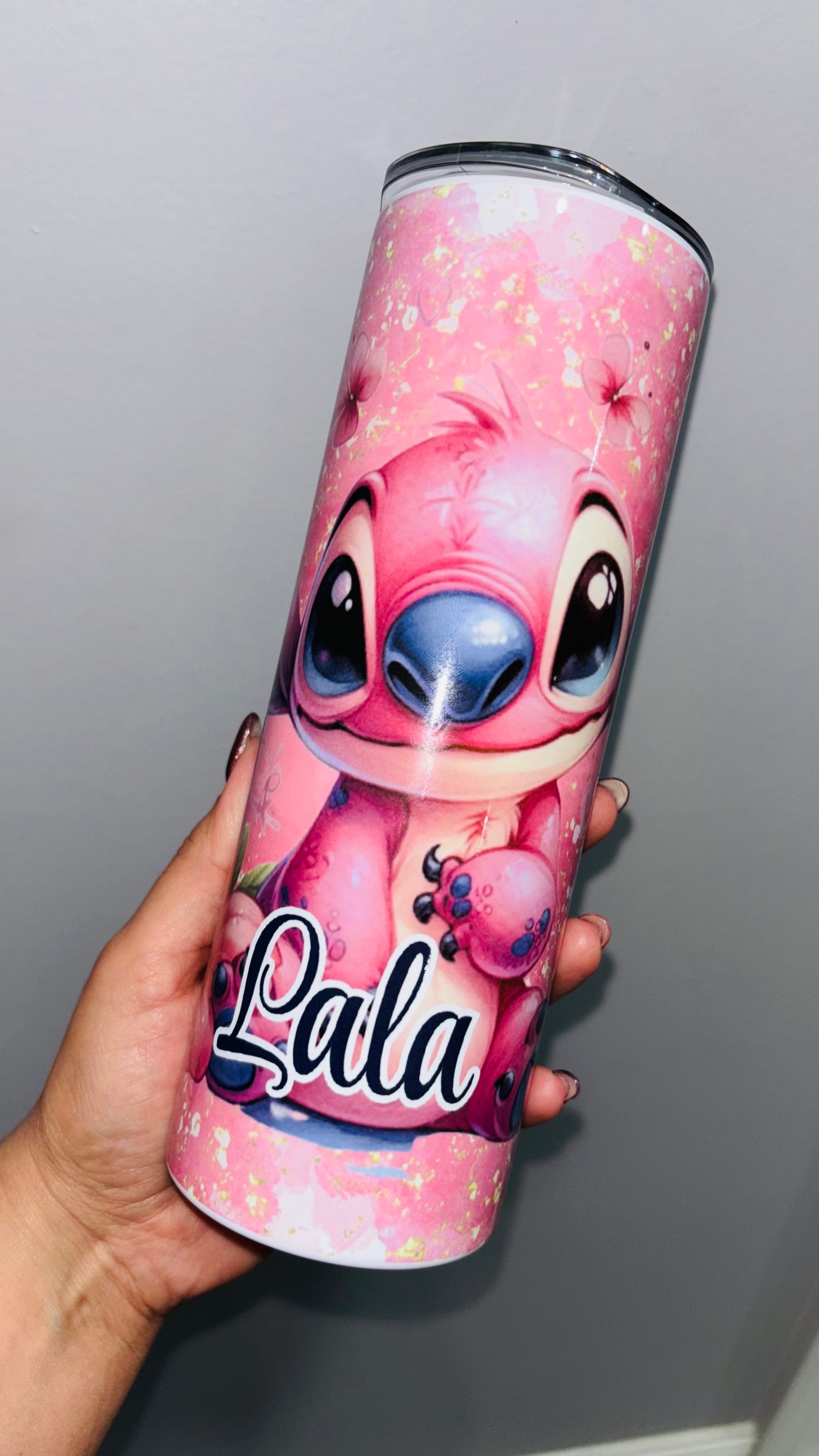 Personalized Pink Alien 20 oz Skinny Insulated Tumbler