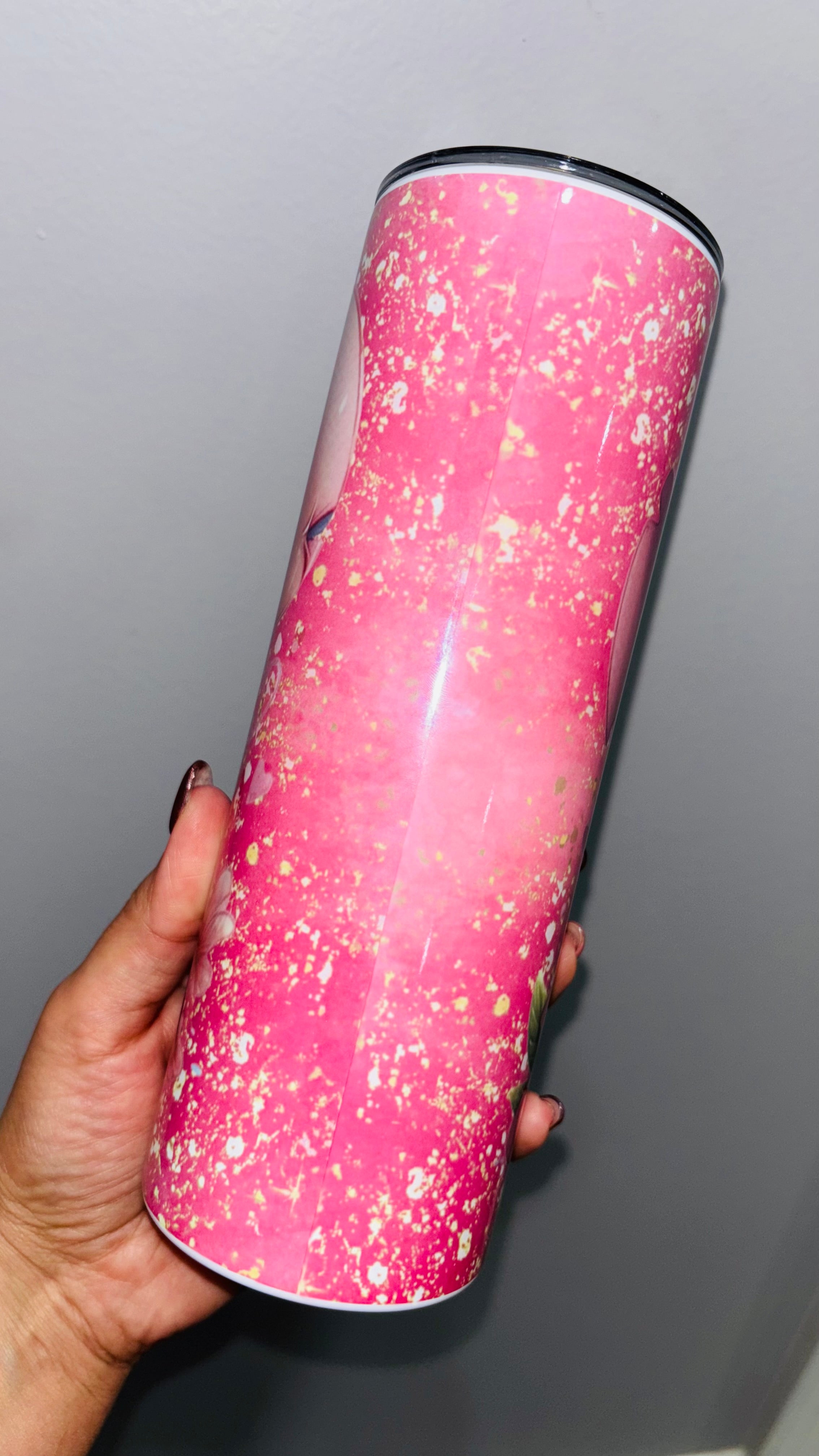 Personalized Pink Alien 20 oz Skinny Insulated Tumbler