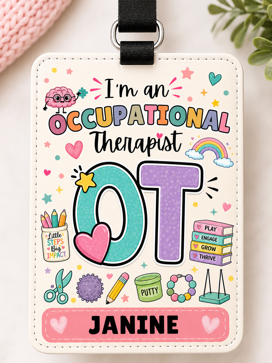 Personalized Occupational Therapist (OT) ID Badge Holder