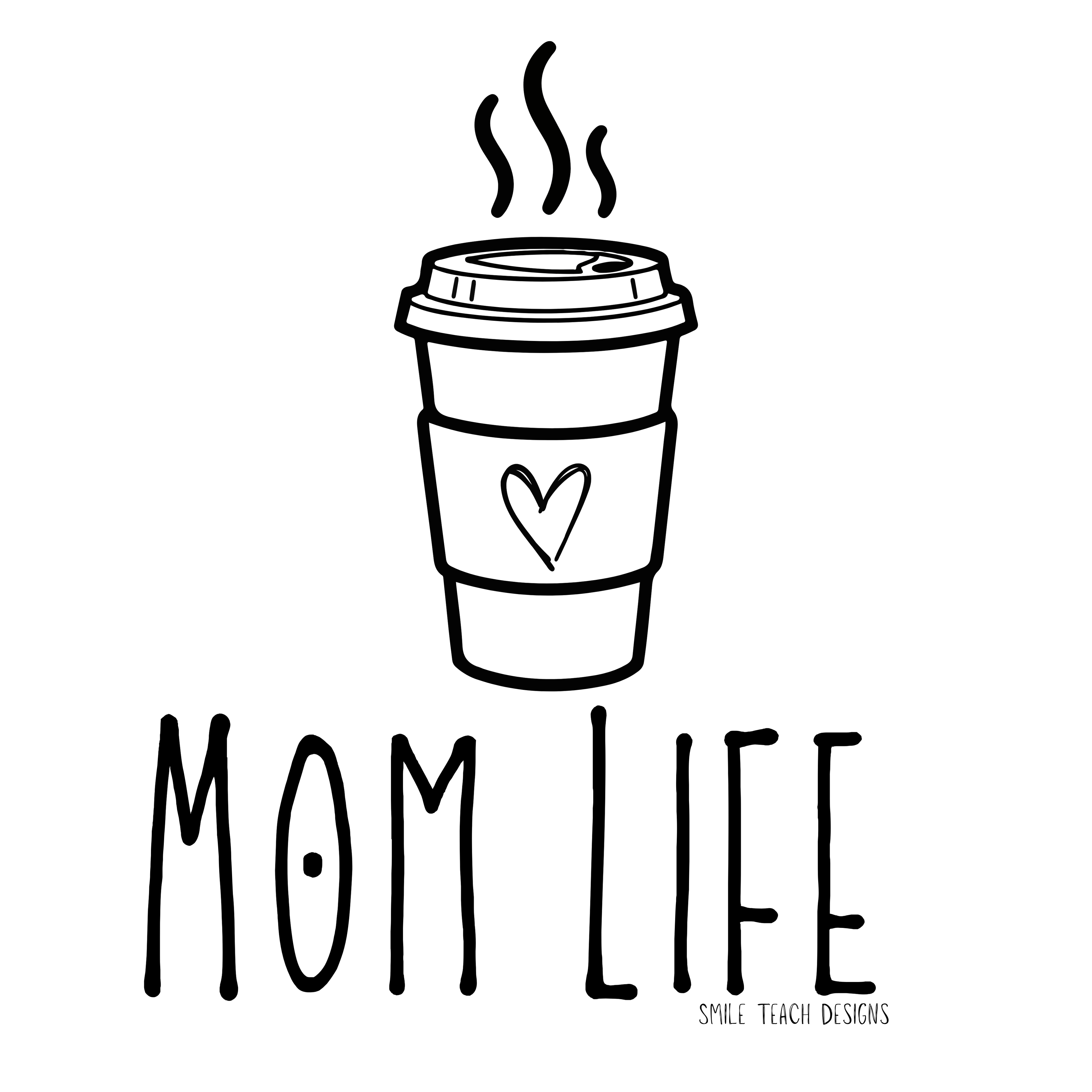 Mom Life PNG – Minimalist Coffee Mom Design – Digital Download
