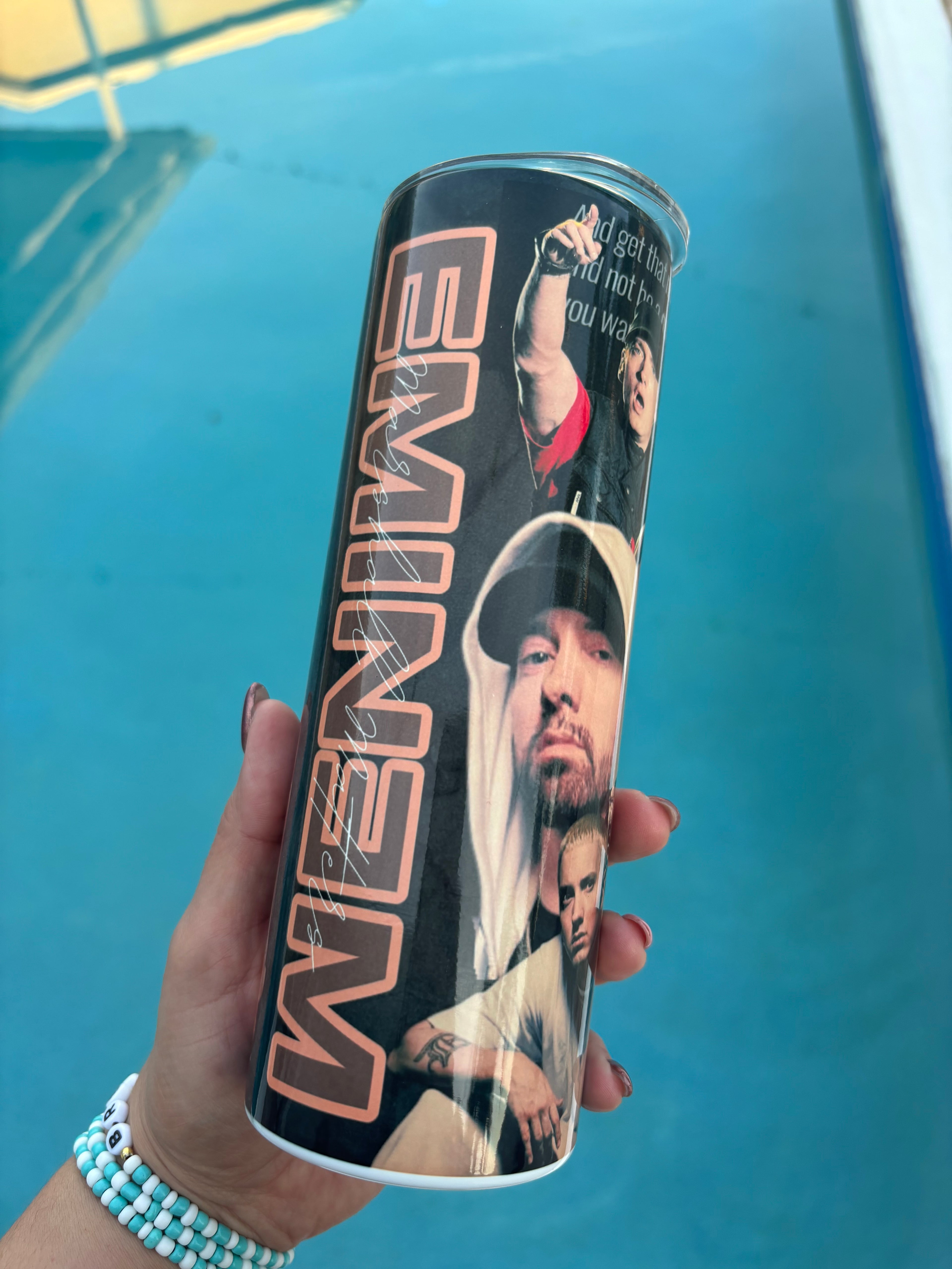 🎤 Eminem Inspired Skinny Tumbler | 20 oz Stainless Steel Rap Fan Cup