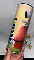 ☀️ Classic Snoopy Cartoon Dog & Bird–Inspired Tumbler – 20 oz Skinny
