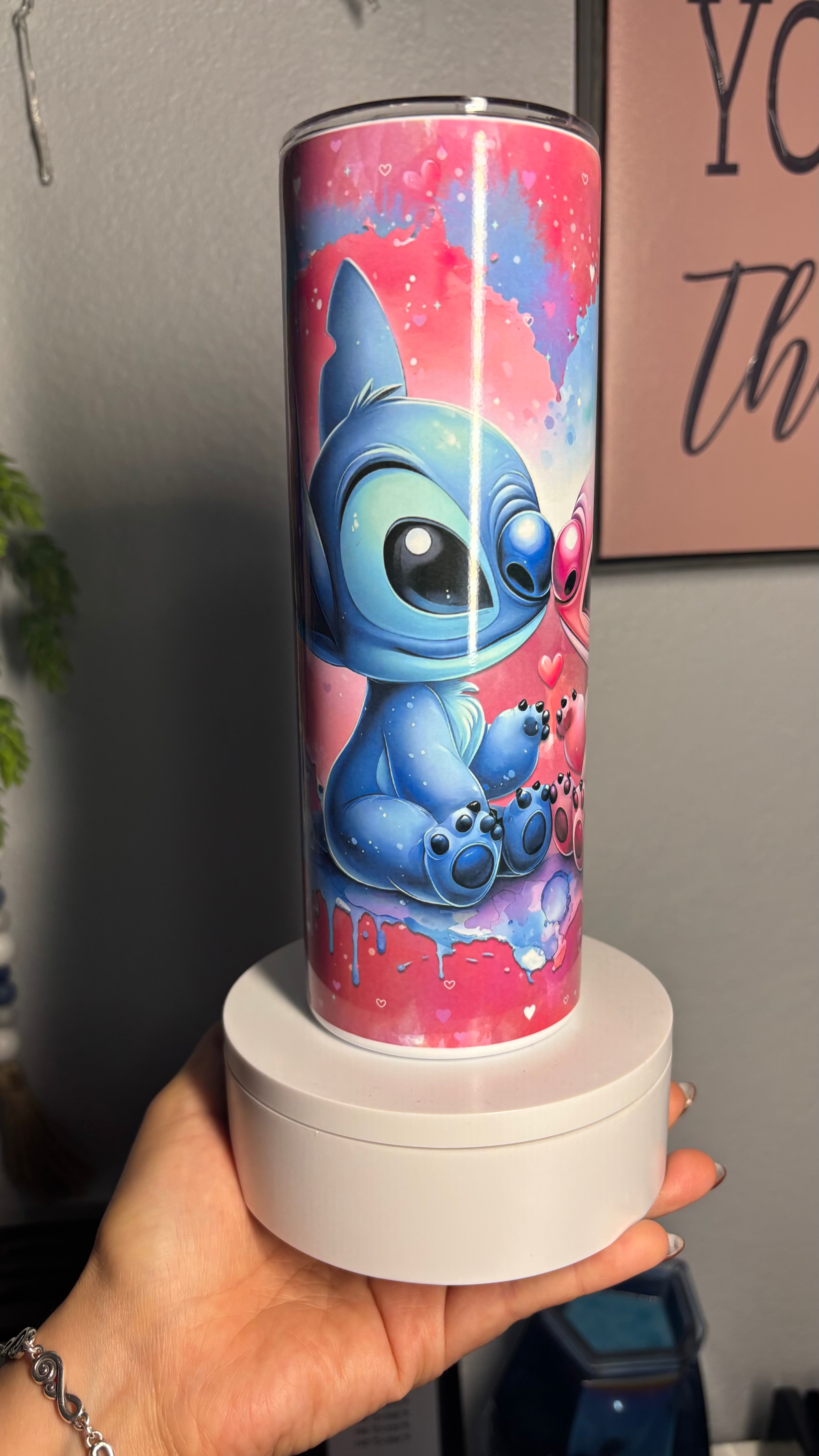 💖 Love Alien Couple Skinny Tumbler | 20 oz Personalized Stainless Steel