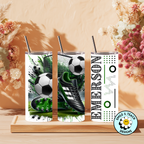 ⚽ Personalized Soccer Tumbler – 20 oz Skinny