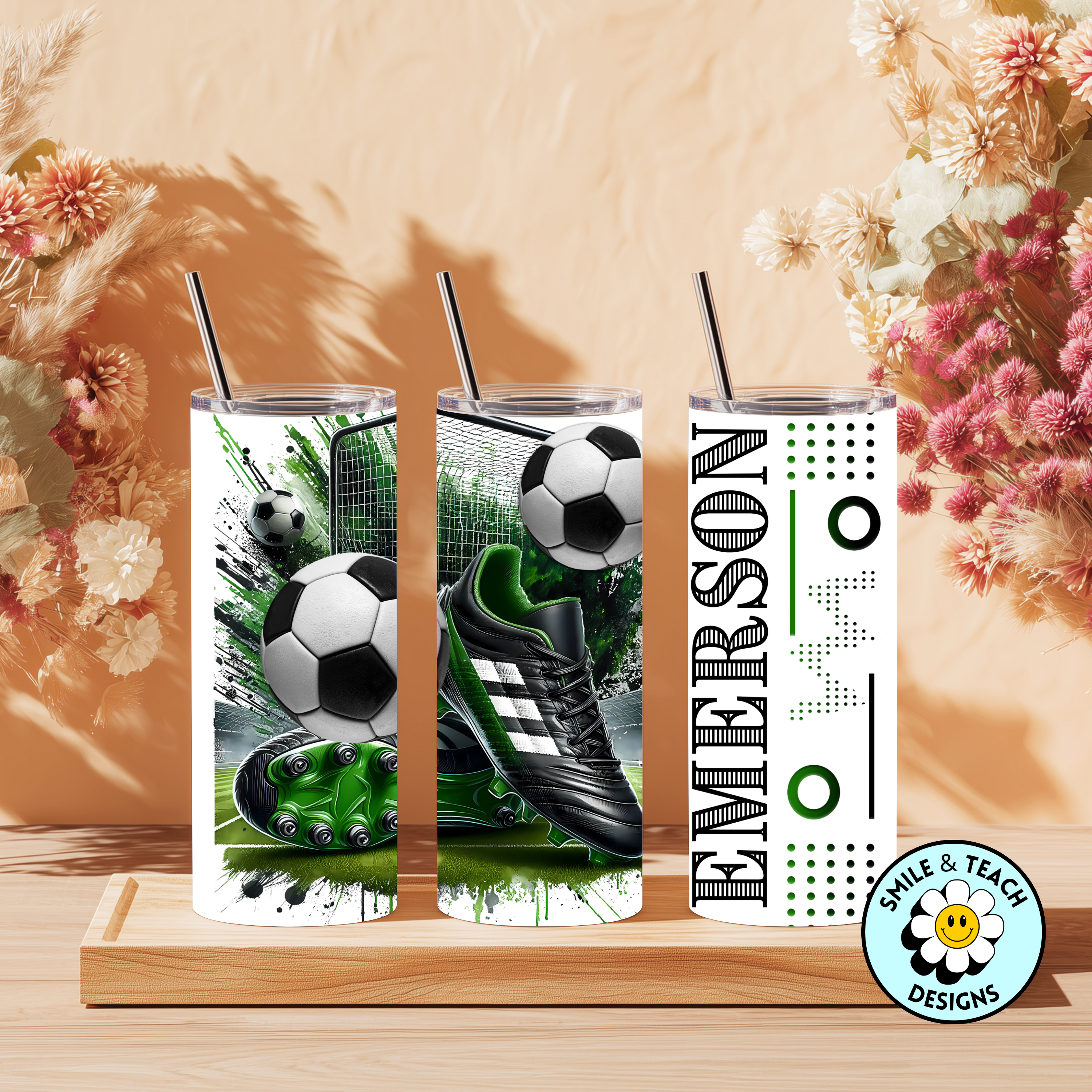 ⚽ Personalized Soccer Tumbler – 20 oz Skinny