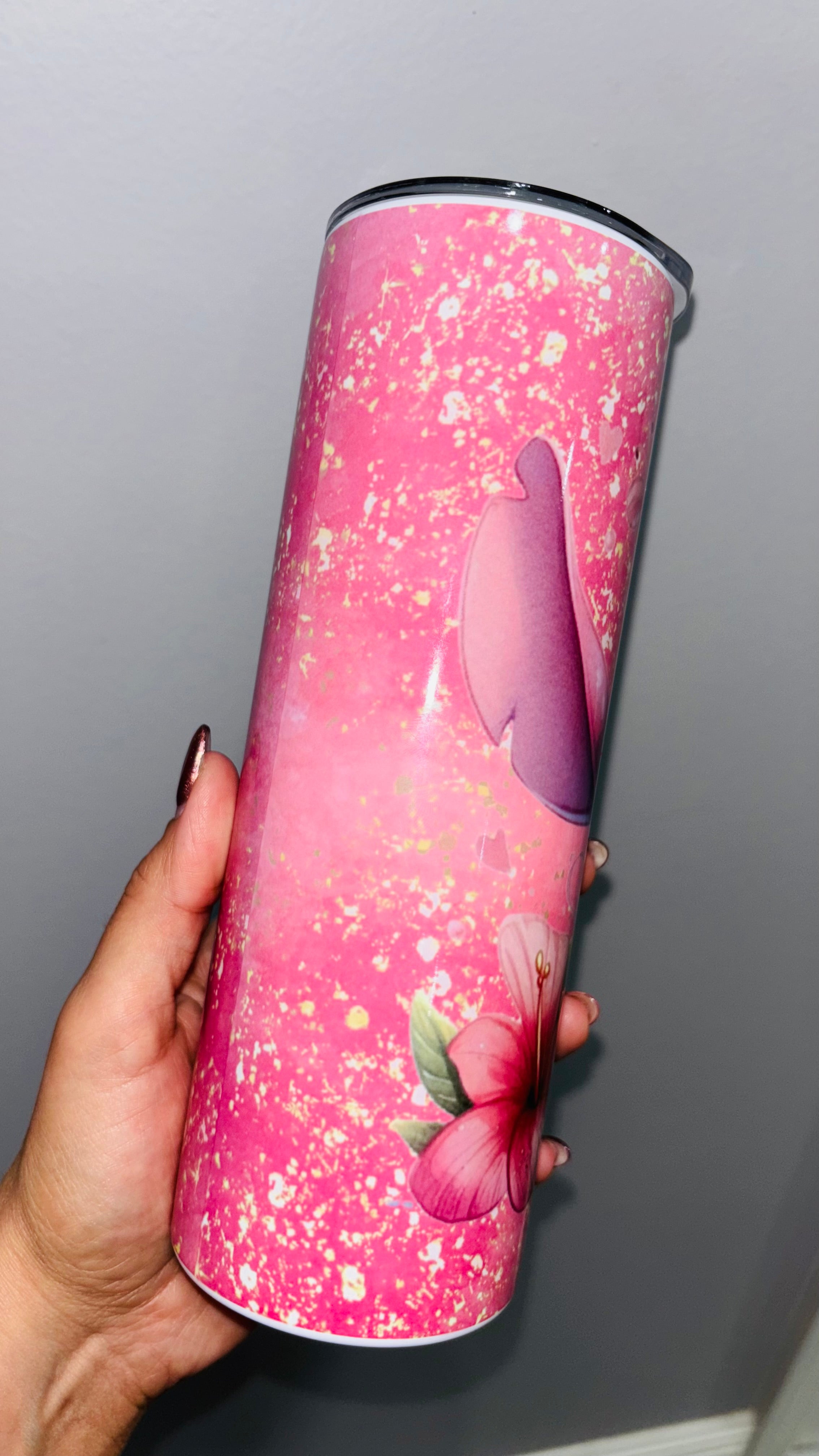 Personalized Pink Alien 20 oz Skinny Insulated Tumbler