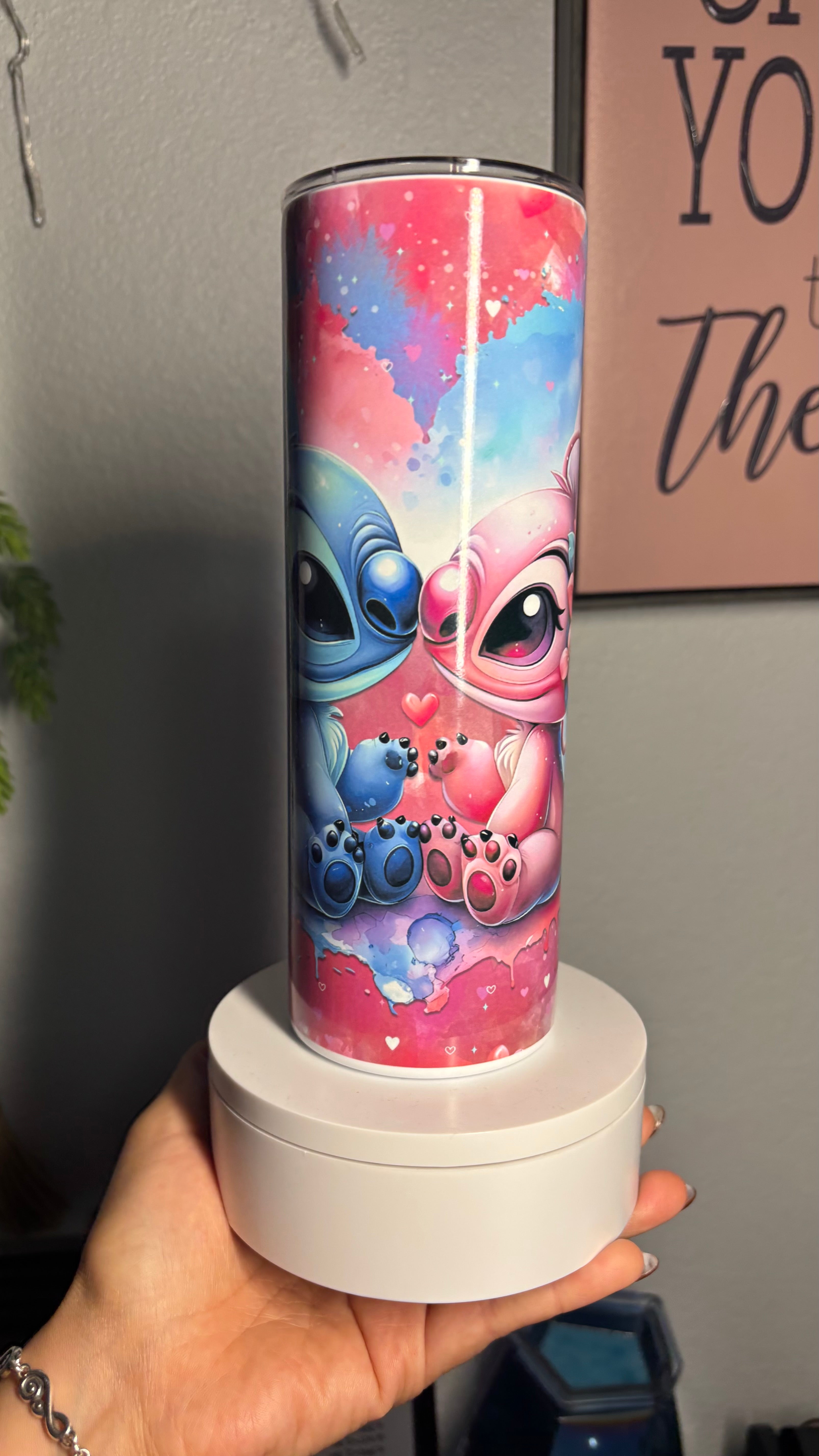 💖 Love Alien Couple Skinny Tumbler | 20 oz Personalized Stainless Steel
