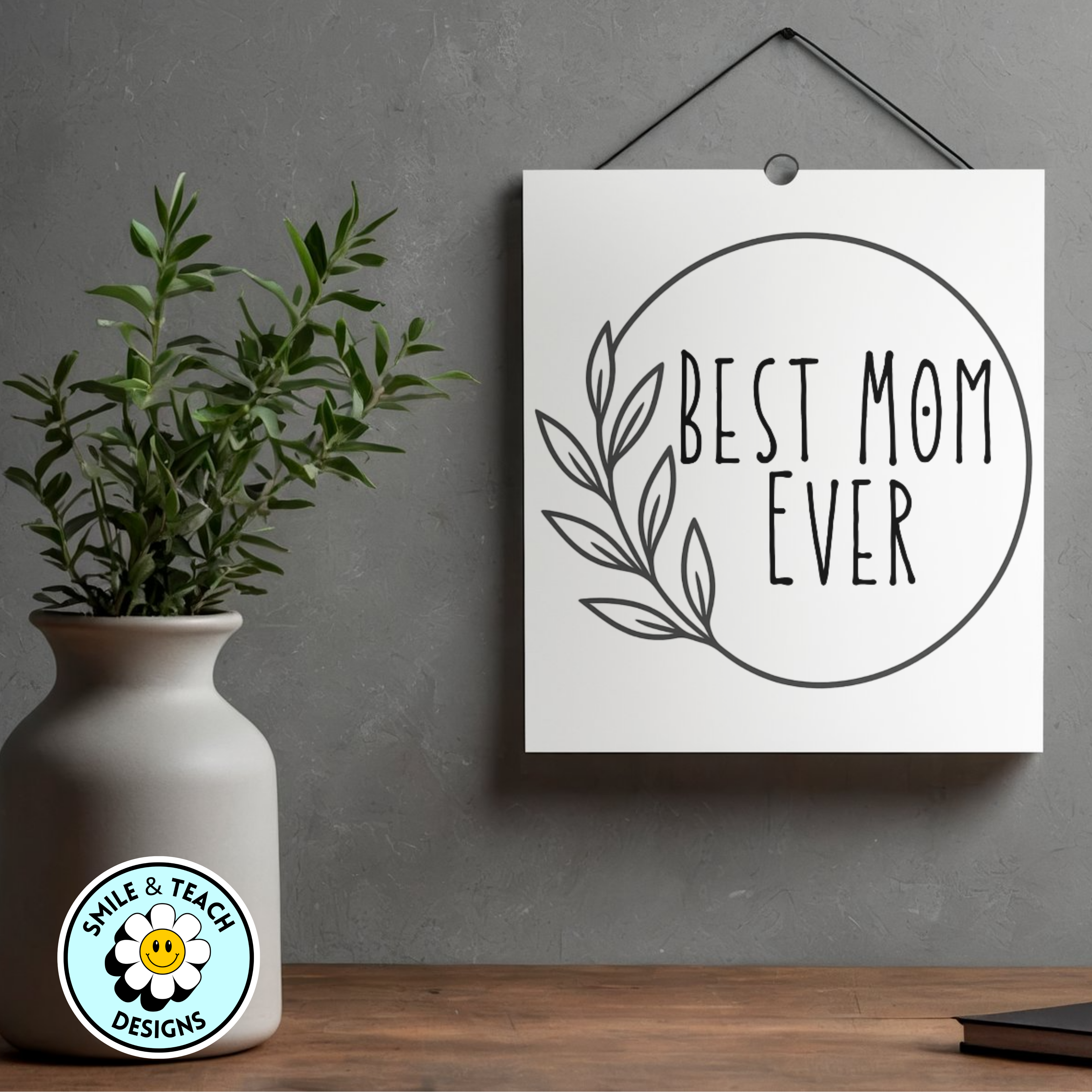 Best Mom Ever- Minimalist Floral Wall Decor – Mother’s Day Gift | 8.5 x 11 Art Print