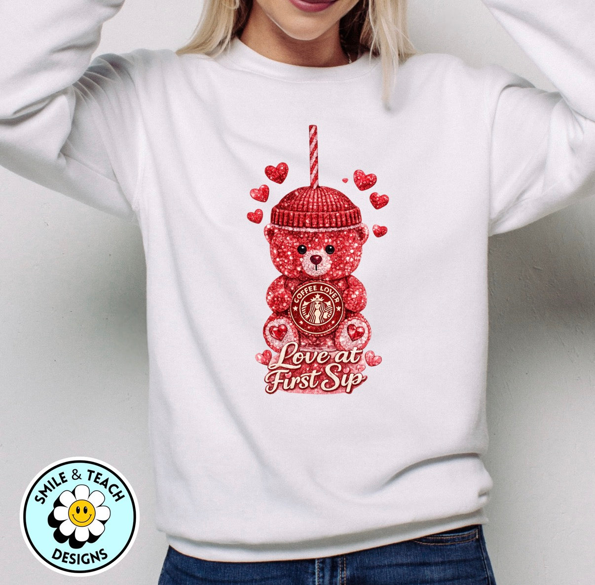 Love At First Sip Starbucks Bear Coffee Lover DTF Transfer