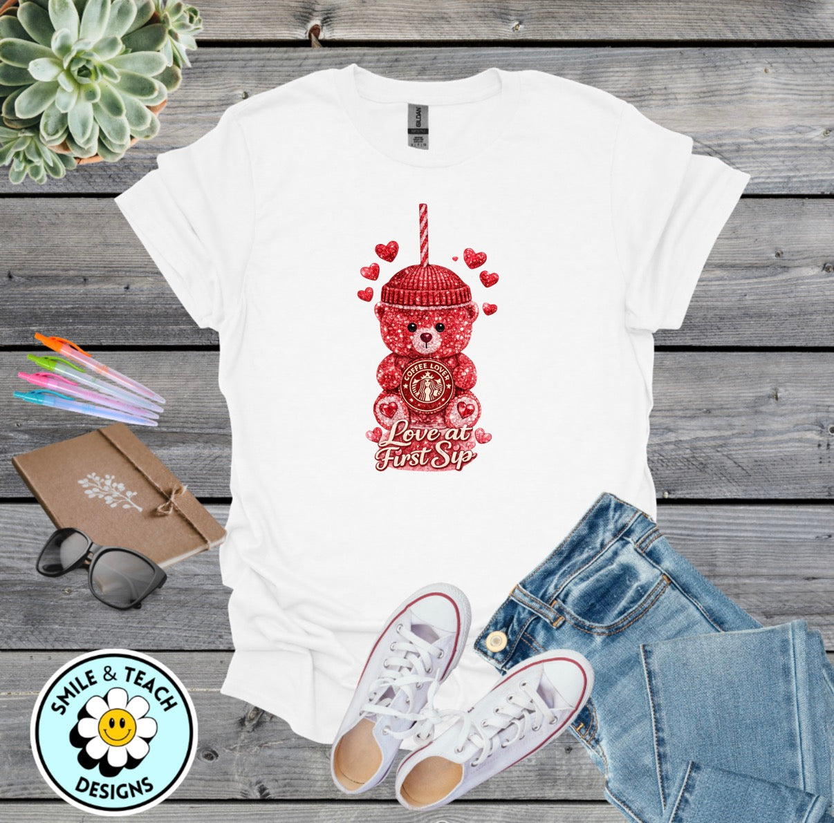 Love At First Sip Starbucks Bear Coffee Lover DTF Transfer