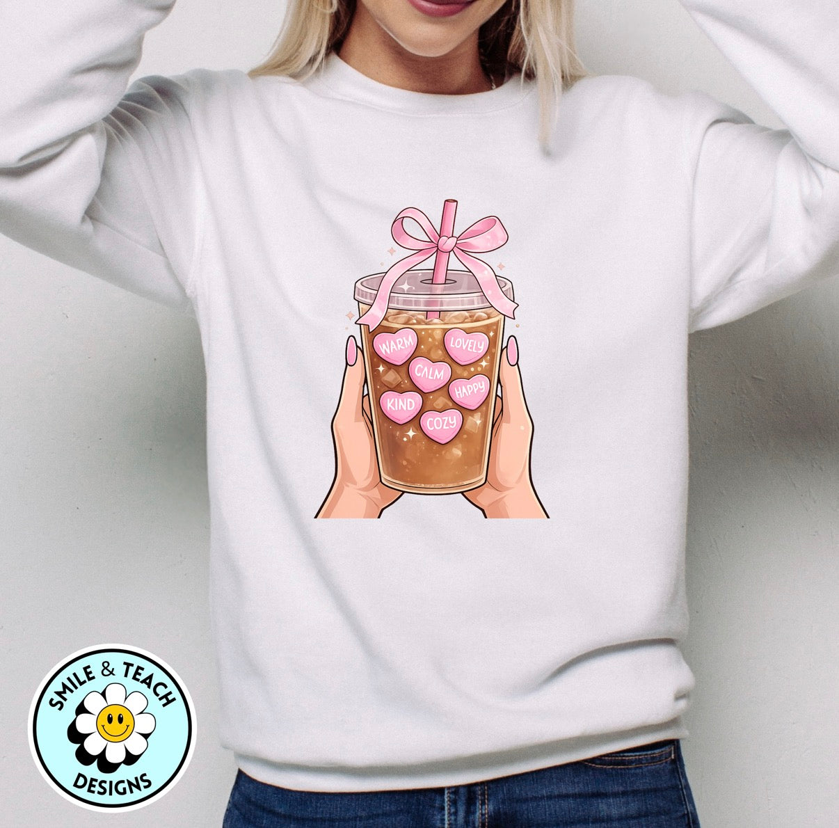 Heart latte DTF transfer