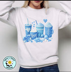 Blue Coffee Lover Crochet DTF Transfer