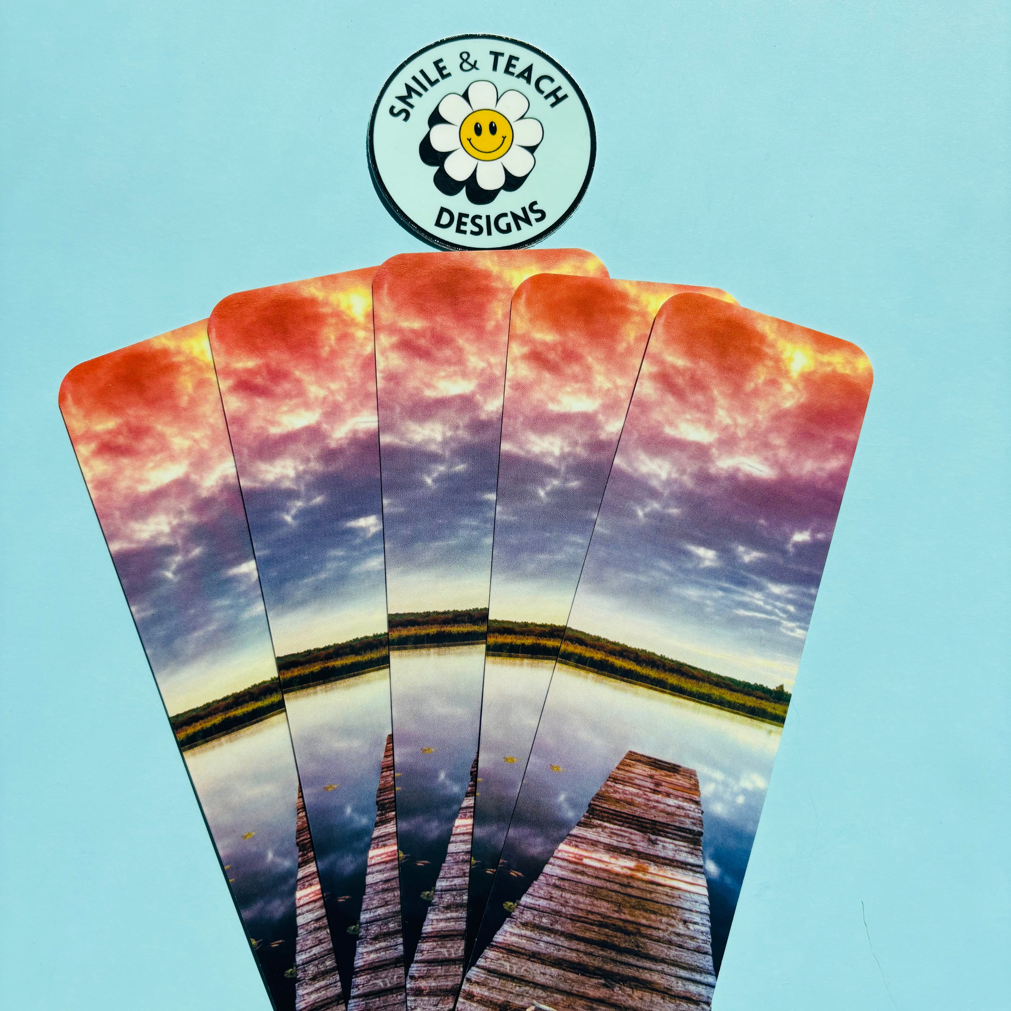 Sunset Pier Reflection Bookmark