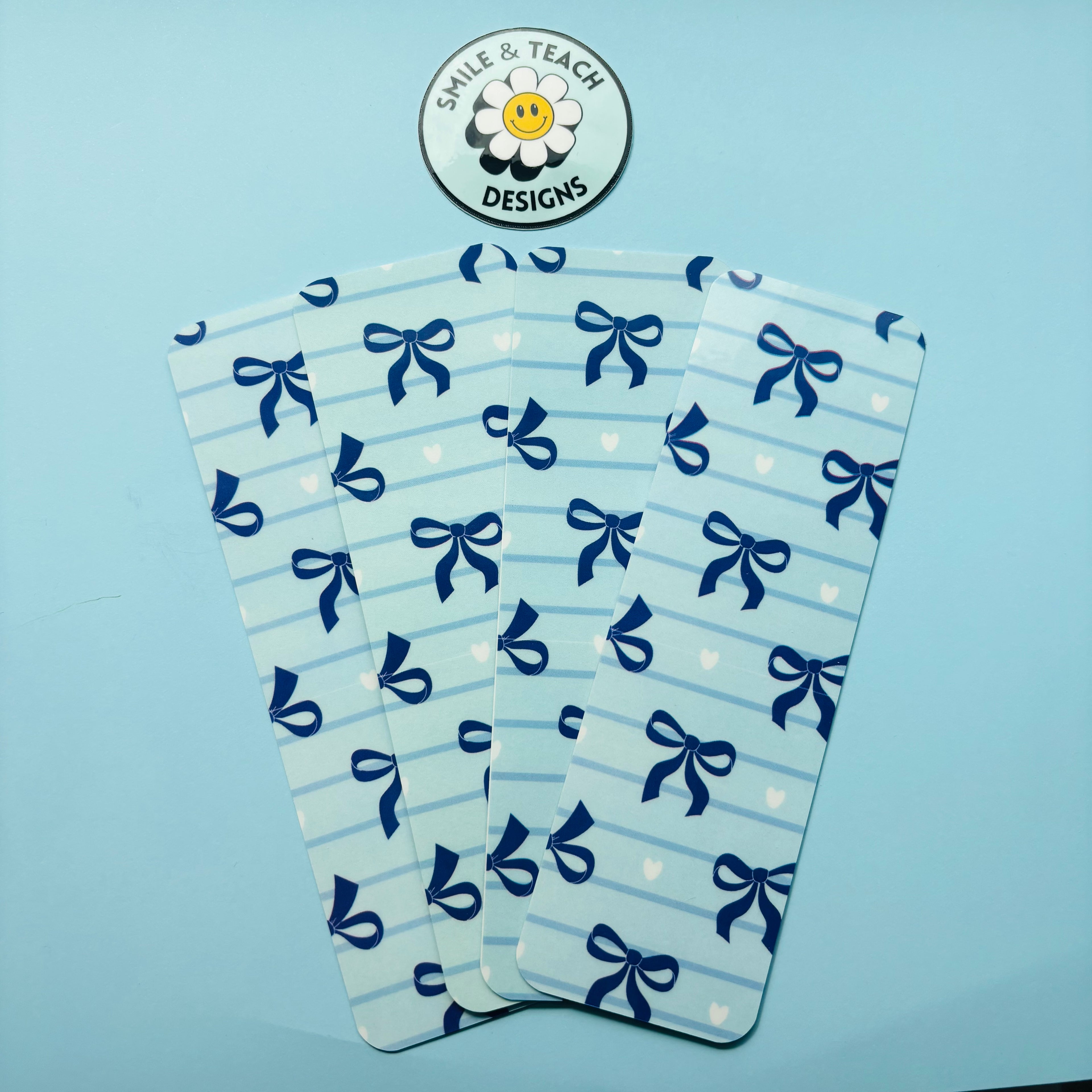 Blue Bow Pattern Bookmark
