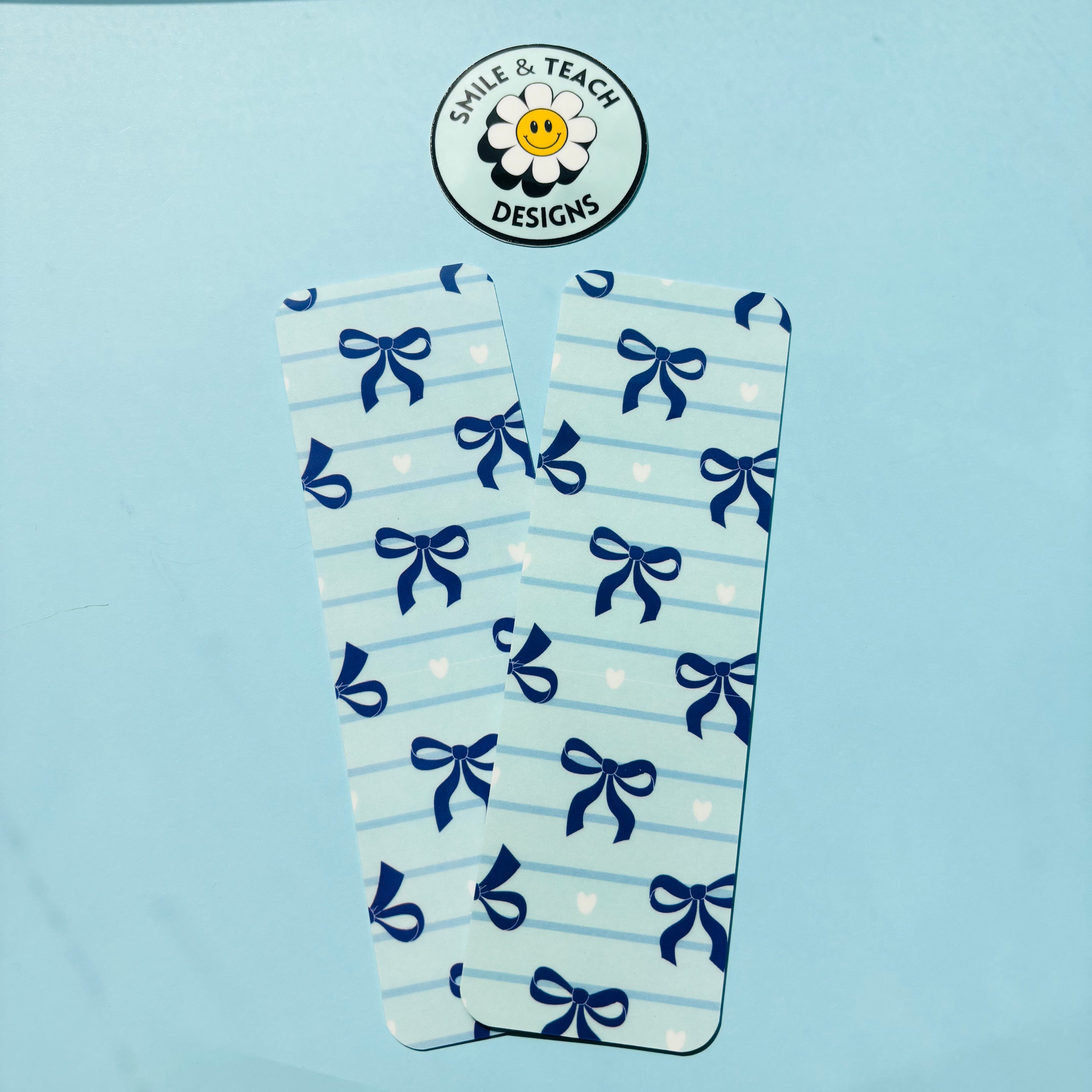 Blue Bow Pattern Bookmark