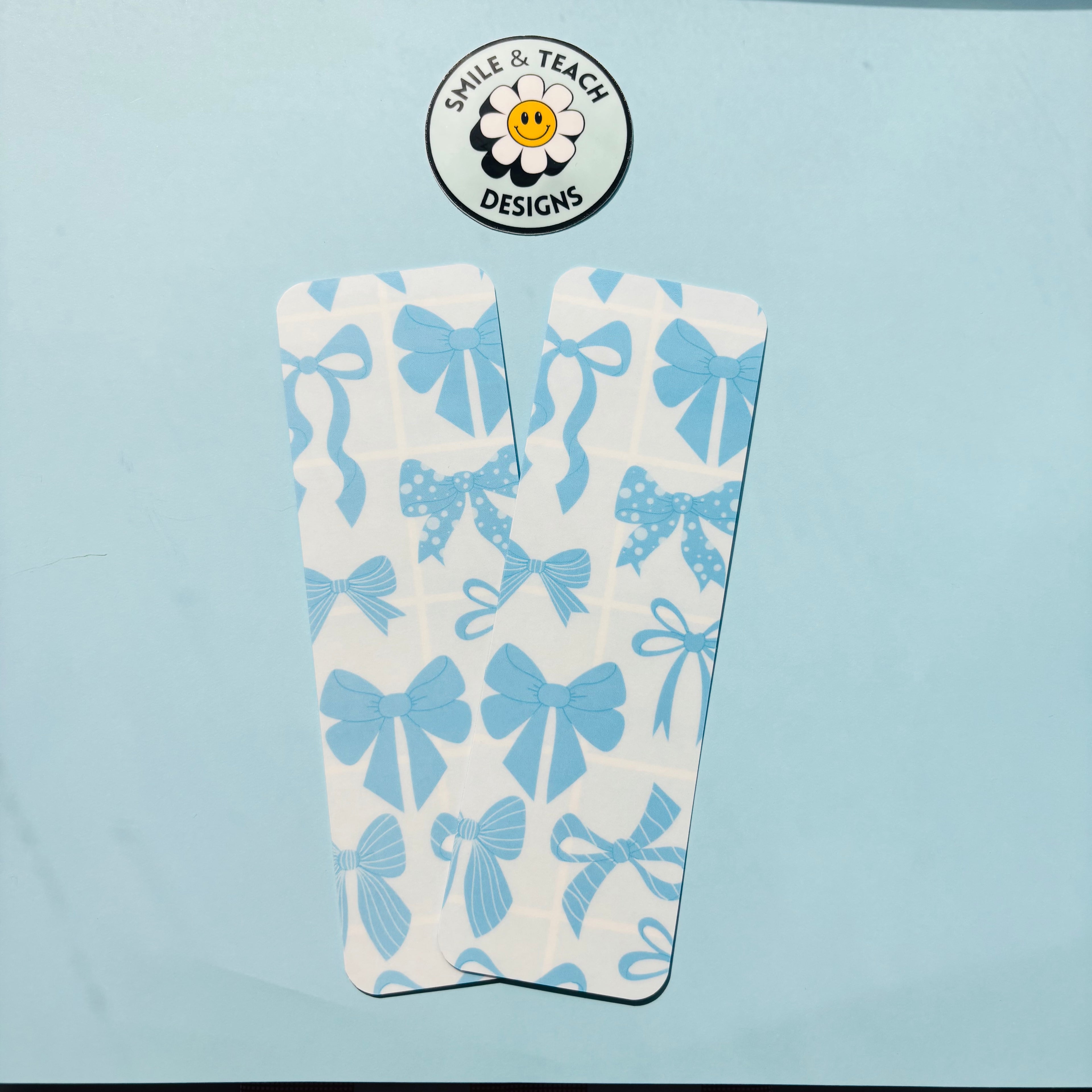 Soft Blue Bow Bookmark