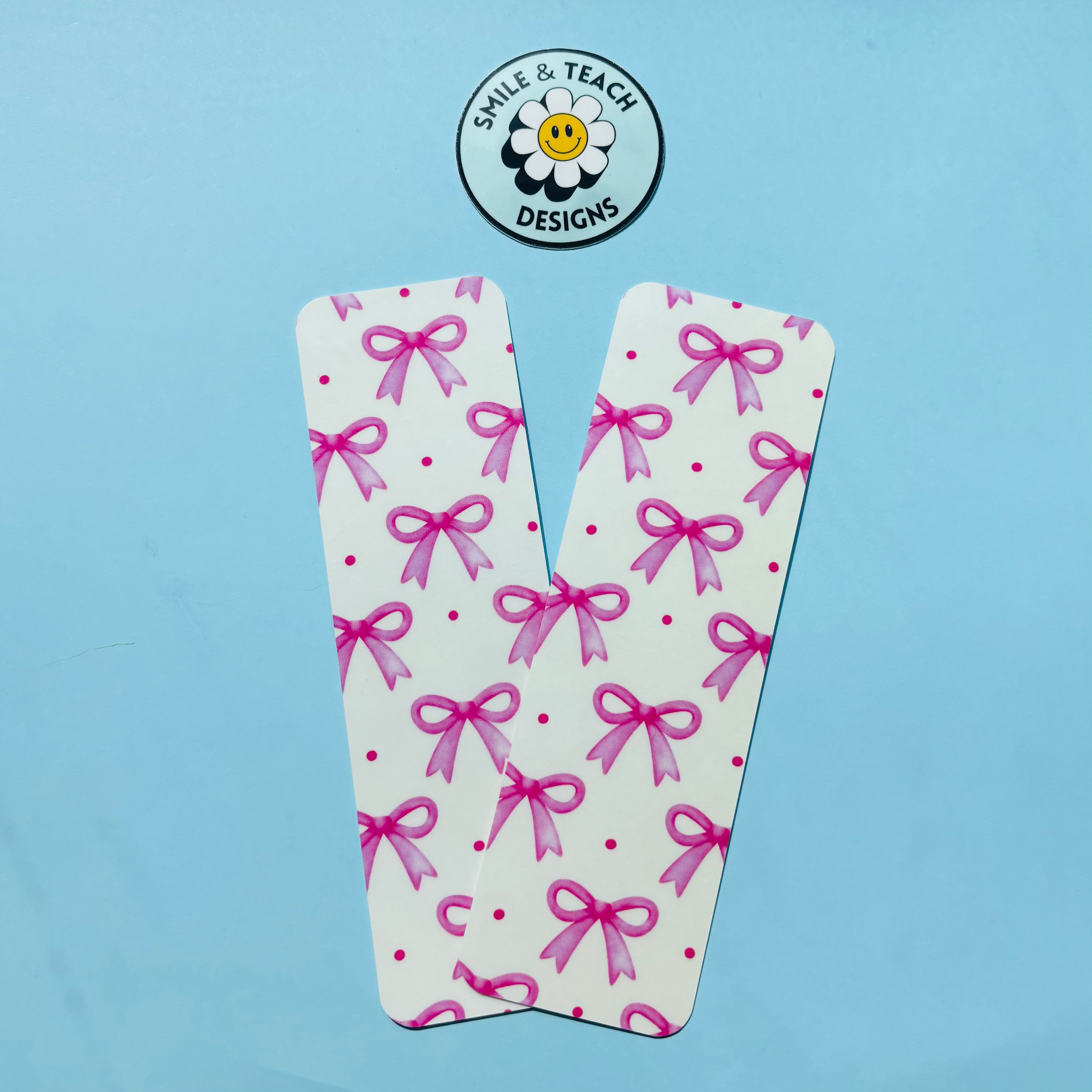 Pink Bow Confetti Bookmark