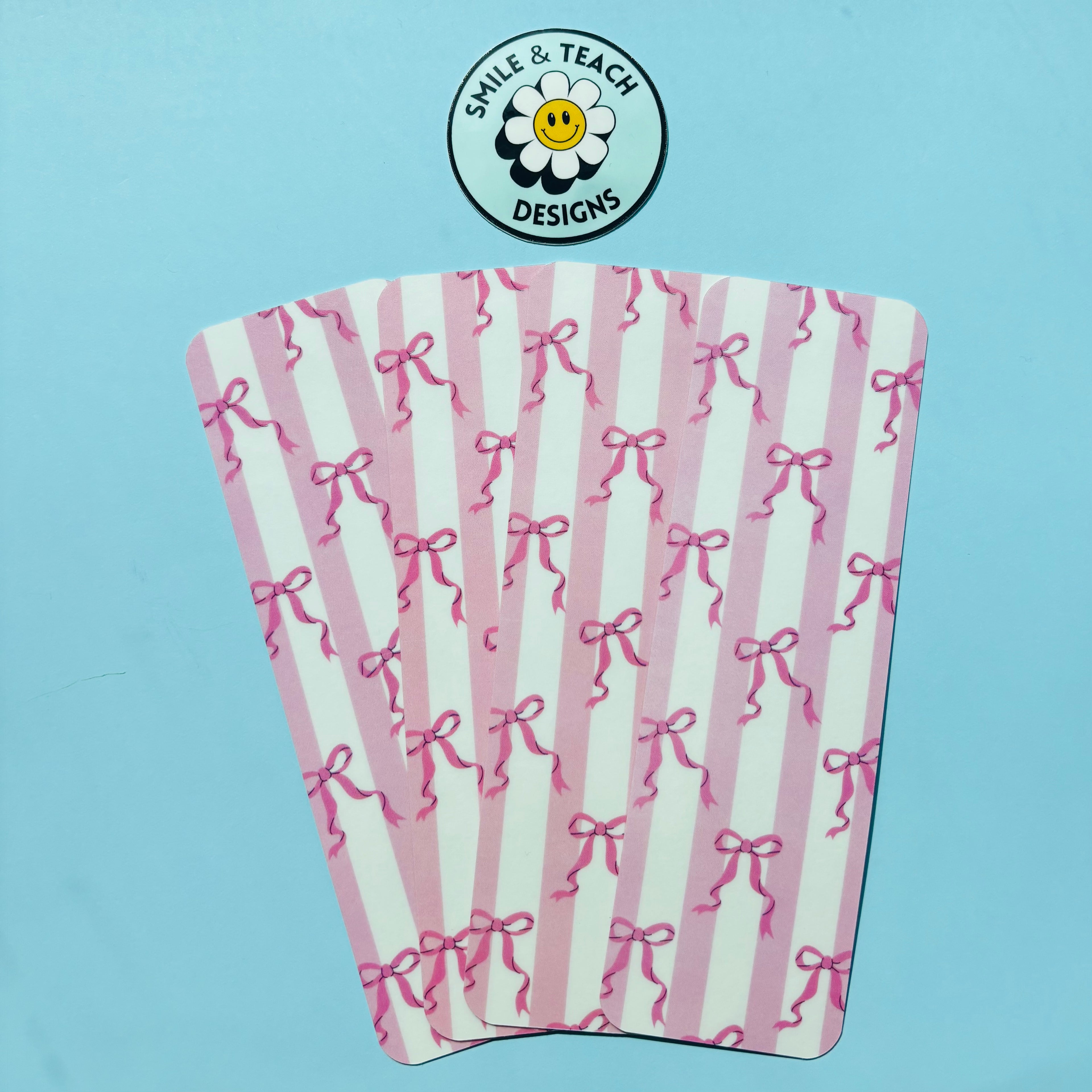 Pink Bow Stripe Bookmark