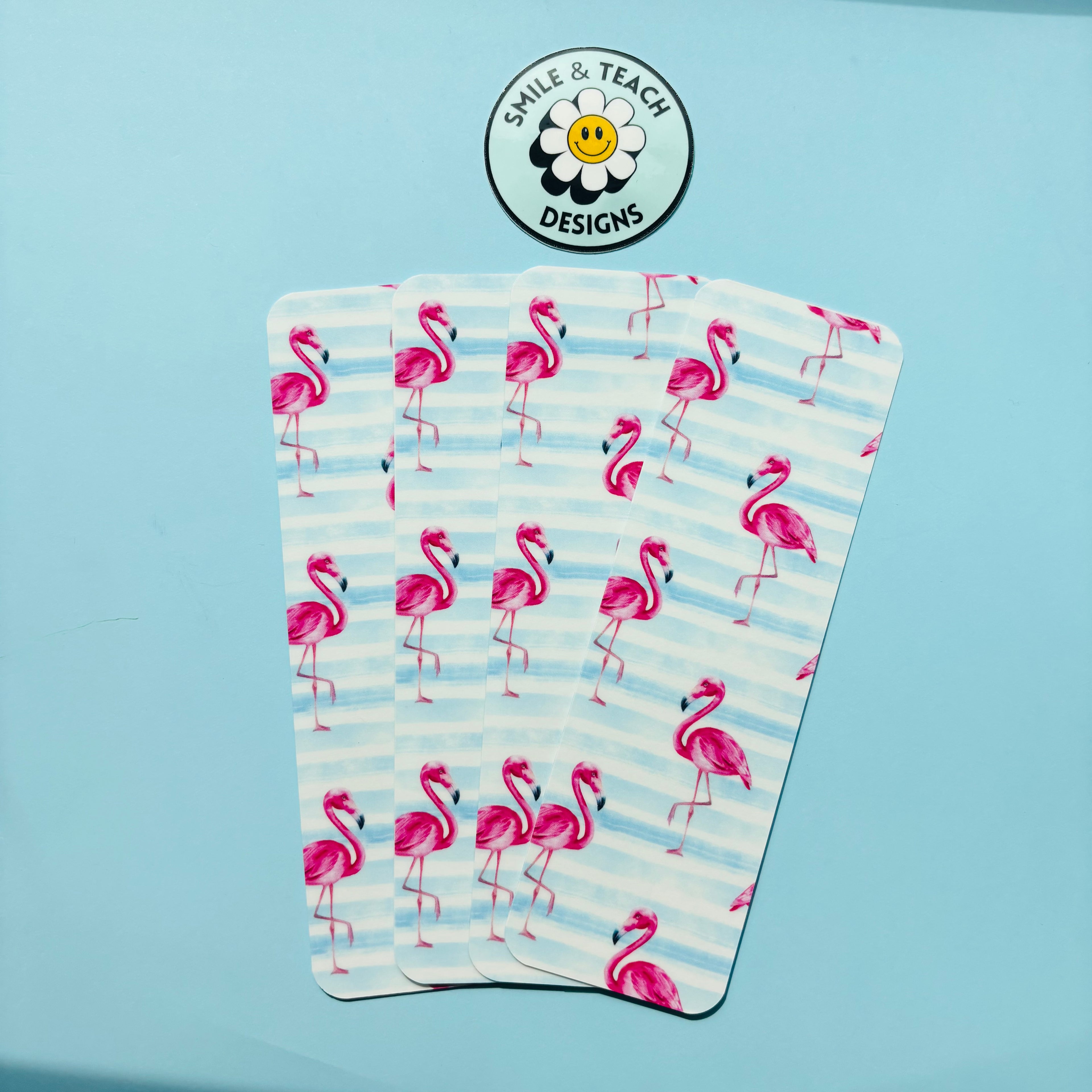 Pink Flamingo Stripe Bookmark