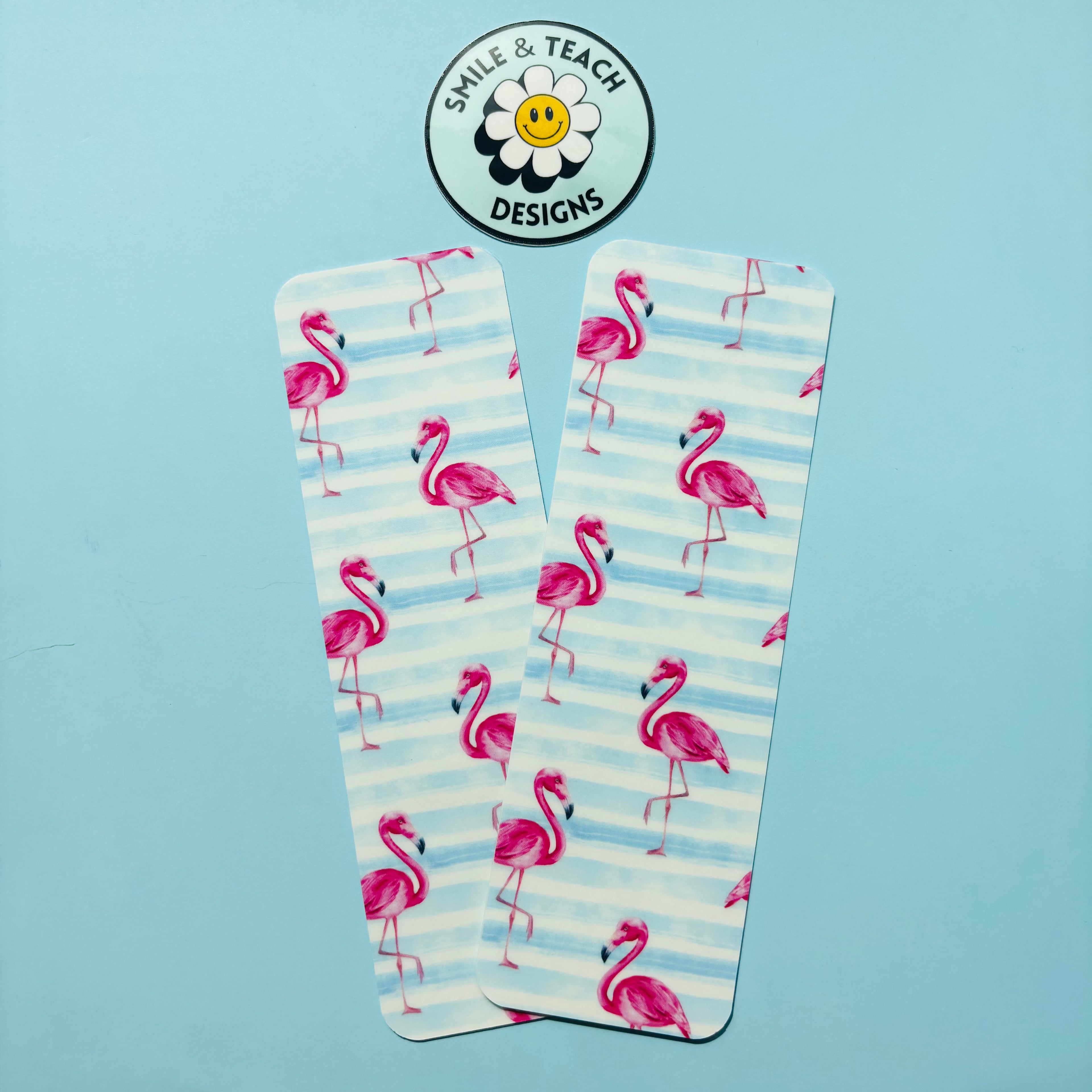 Pink Flamingo Stripe Bookmark